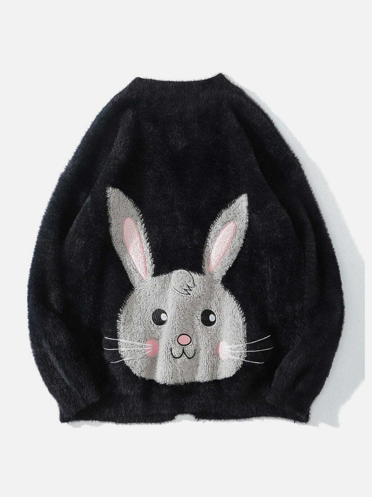 Y2K Cartoon Rabbit Embroidered Cardigan - Retro 90s Grunge Summer Outfit Essential