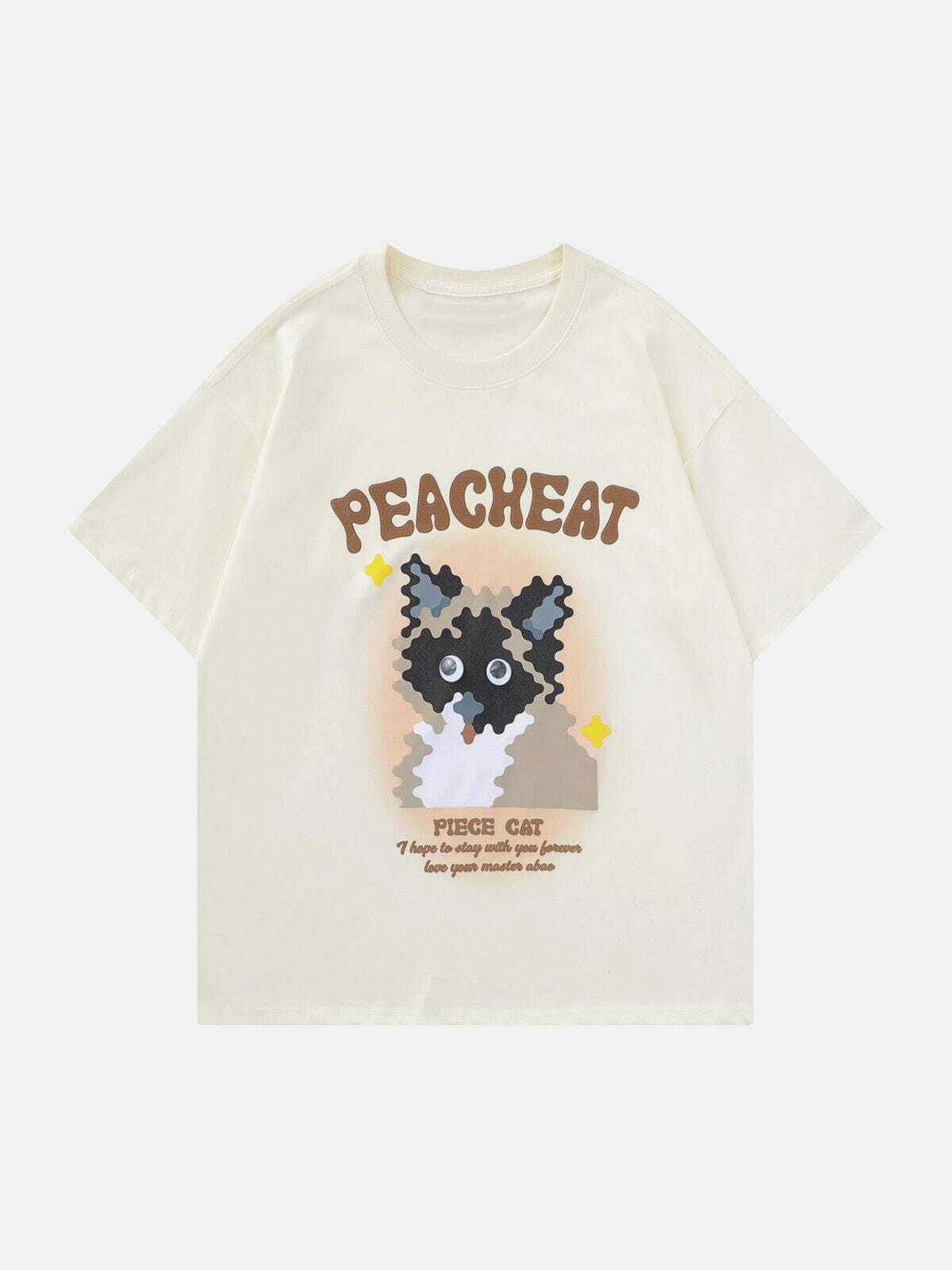 Y2K Cat Print Tee - Retro 90s Grunge Top for Summer Outfits & Party Looks