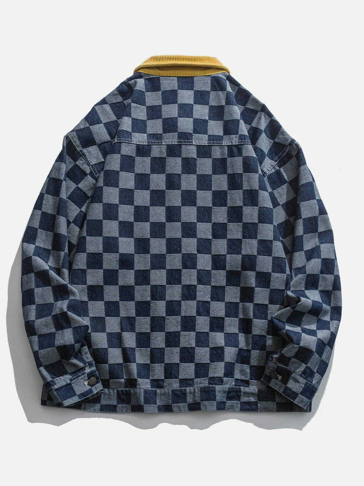 Y2K Checkerboard Embroidered Letter Jacket - Retro 90s Grunge Style for Summer Outfits