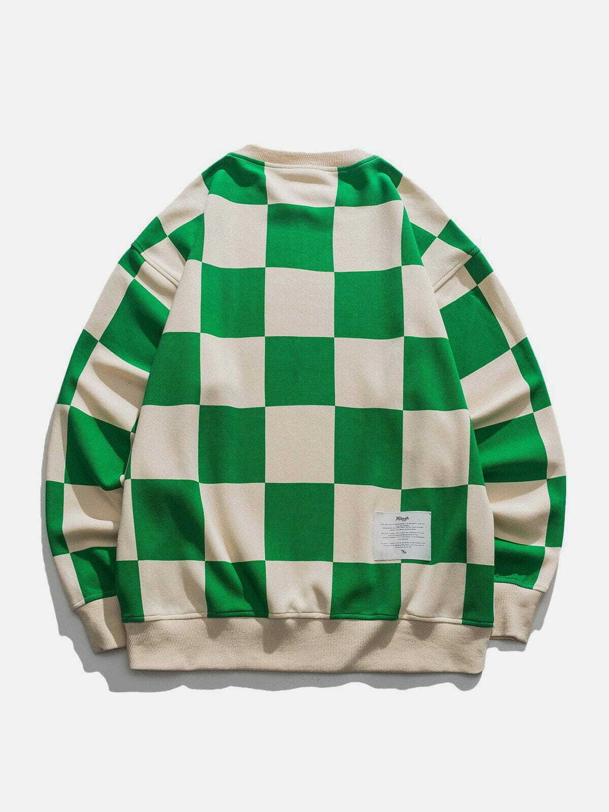 Y2K Checkerboard Sweatshirt - Retro 90s Grunge Style for Summer Parties & Outfits