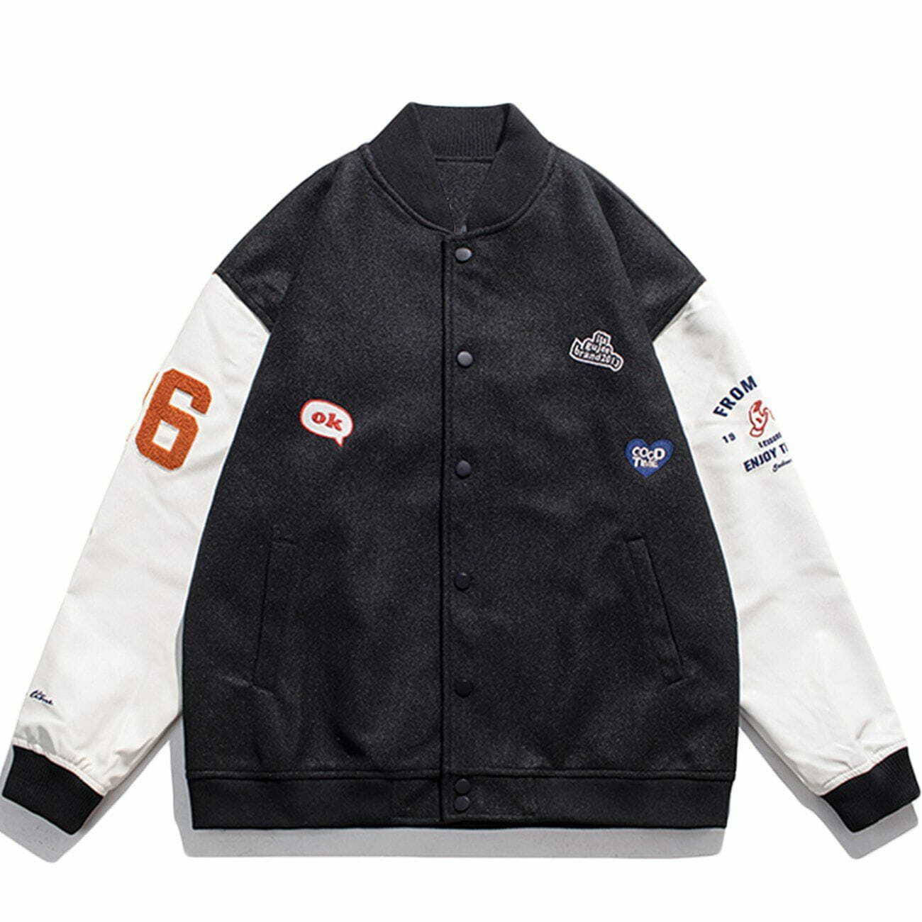 Y2K Color Block Jacket - Retro 90s Grunge Style with Embroidered Details for Summer Vibes