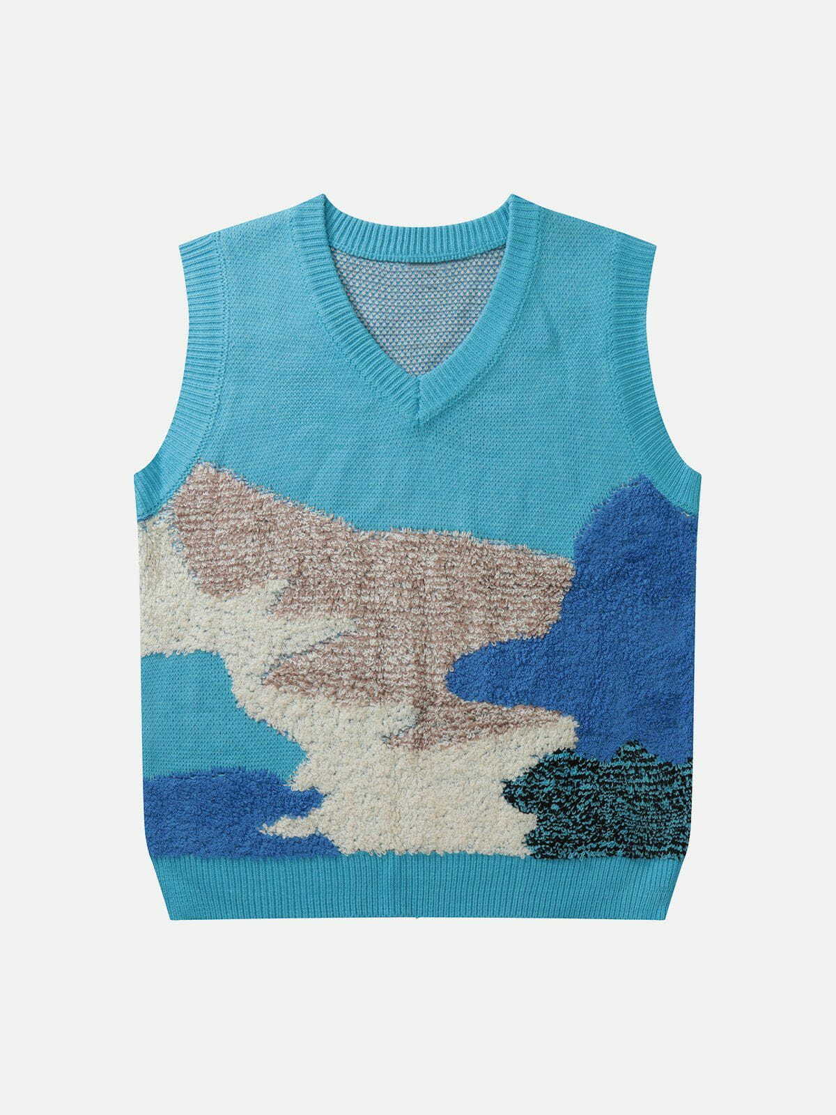 Y2K Color Block Jacquard Sweater Vest - Retro 90s Grunge Outfit for Summer Parties