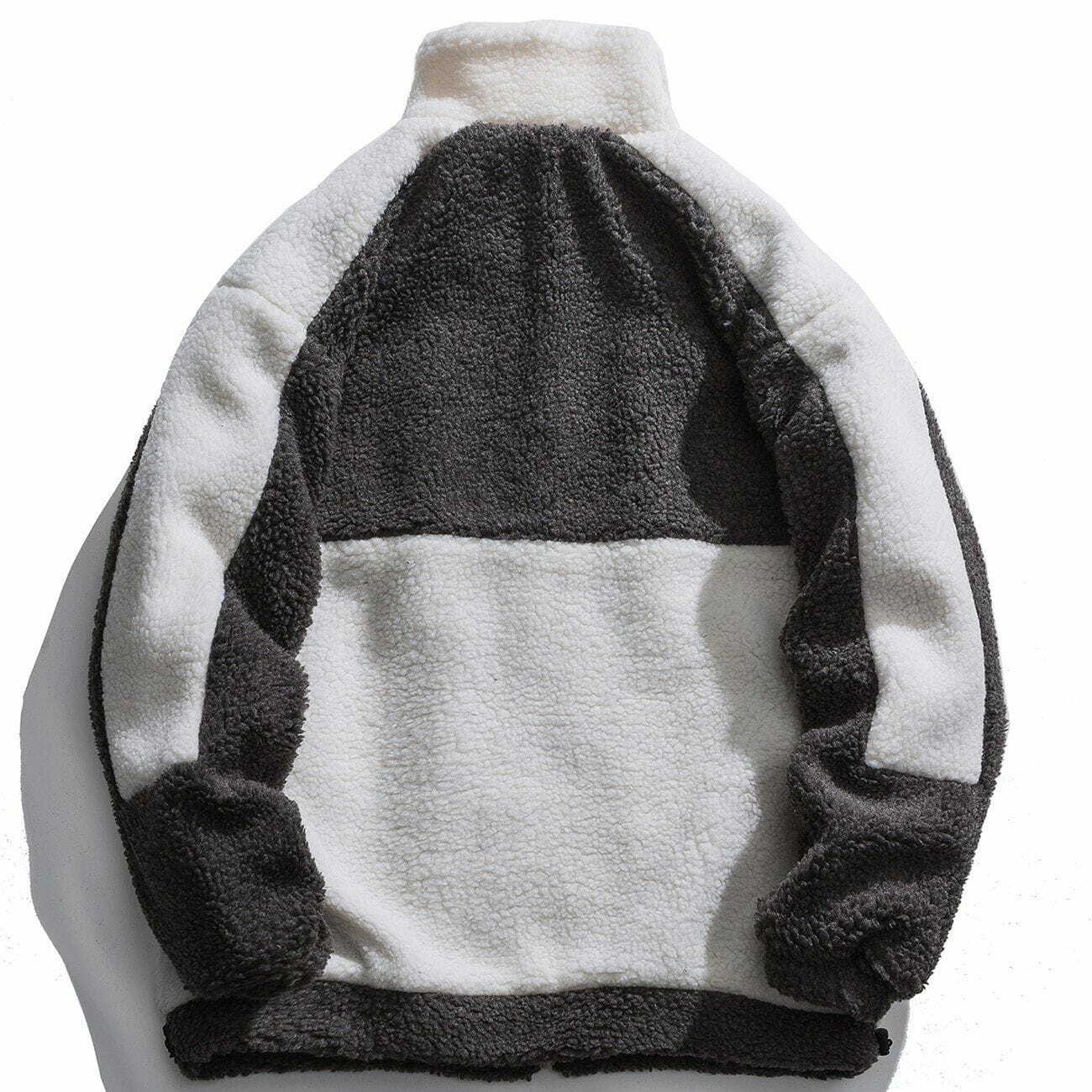 Y2K Color Block Lambs Wool Varsity Jacket - Retro 90s Grunge Style for Summer Outfits