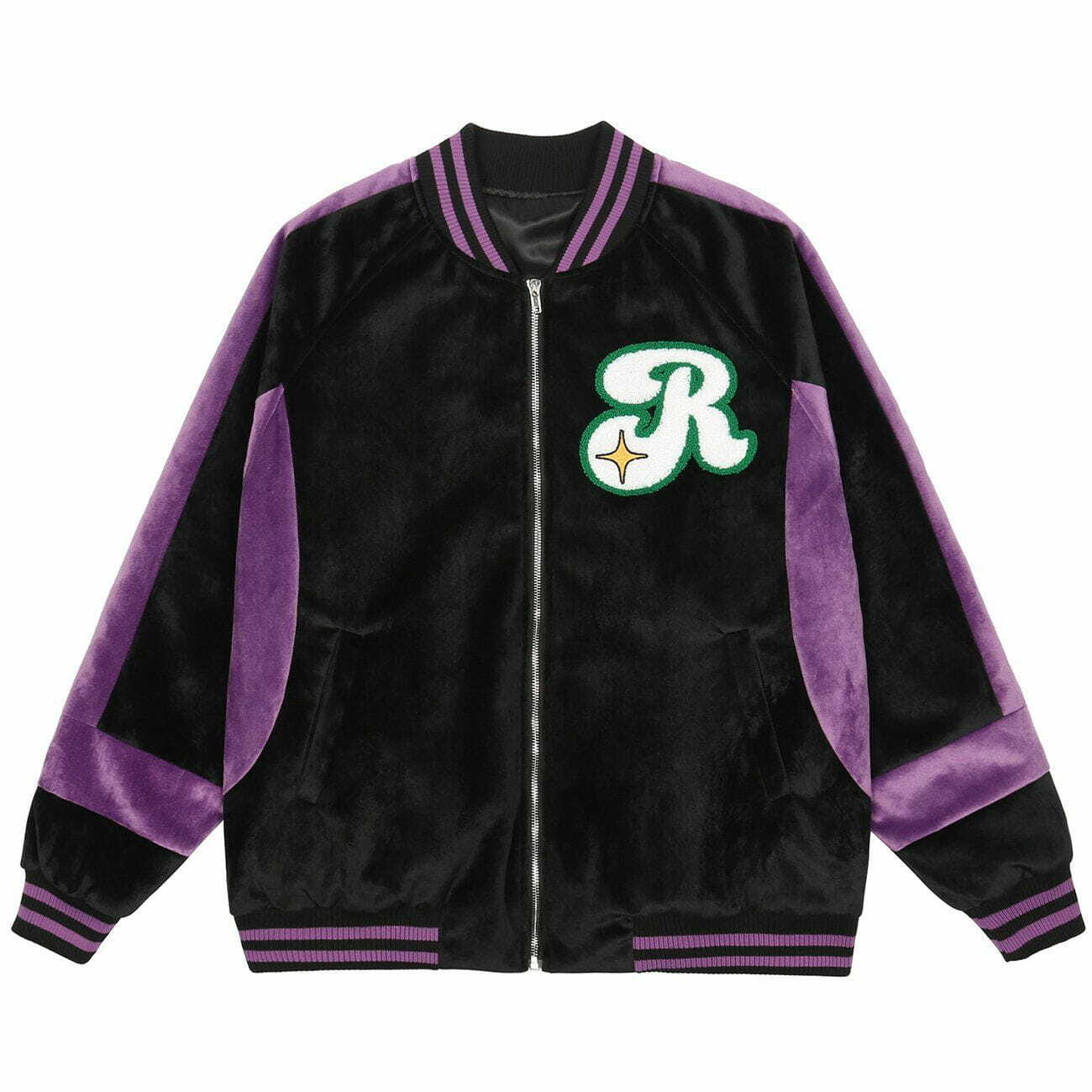 Y2K Color Block Letter Embroidery Jacket - Retro 90s Grunge Summer Outfit Essential