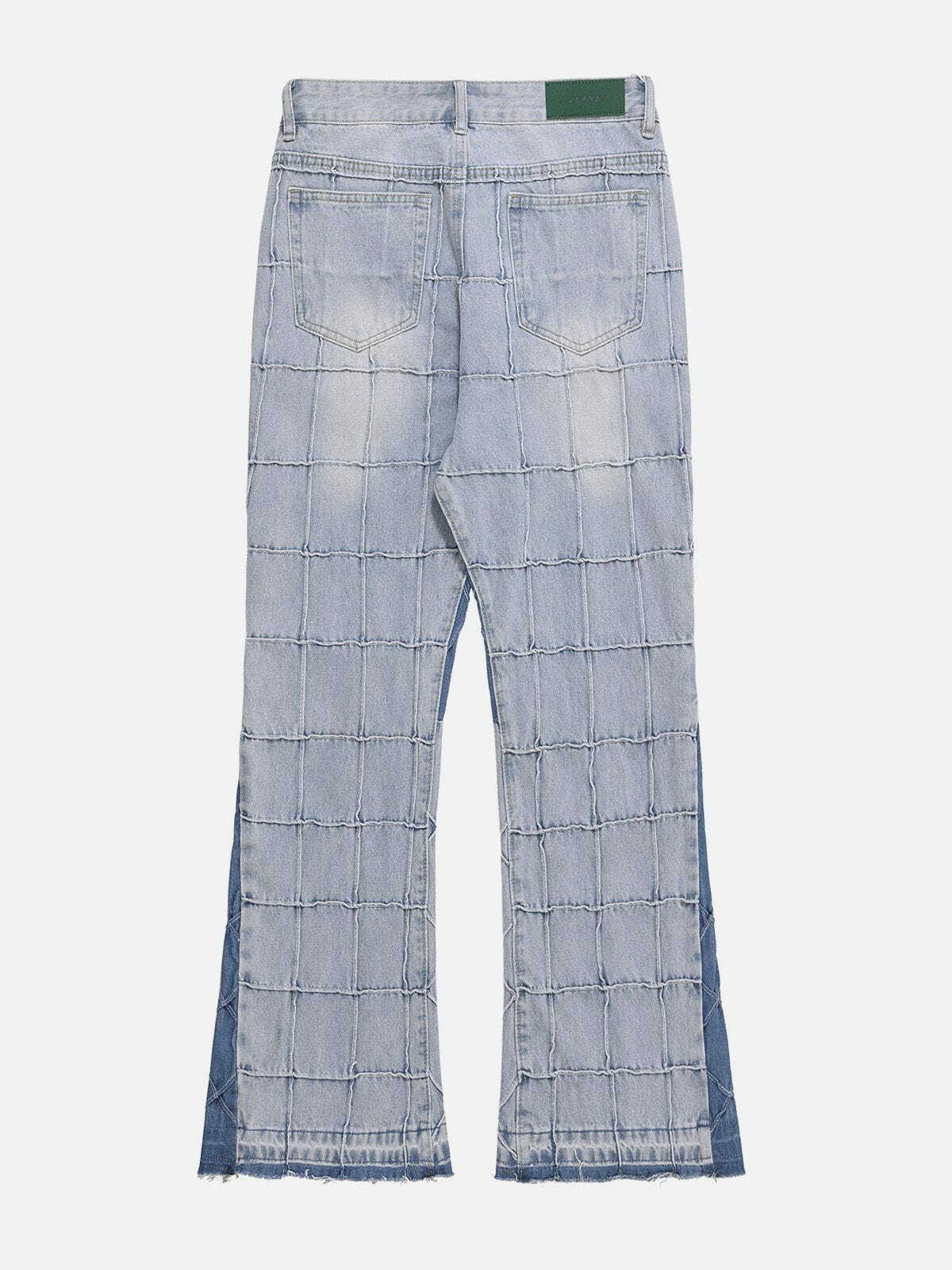 Y2K Color Block Plaid Jeans - Retro 90s Grunge Outfit for Summer Parties & Festivals