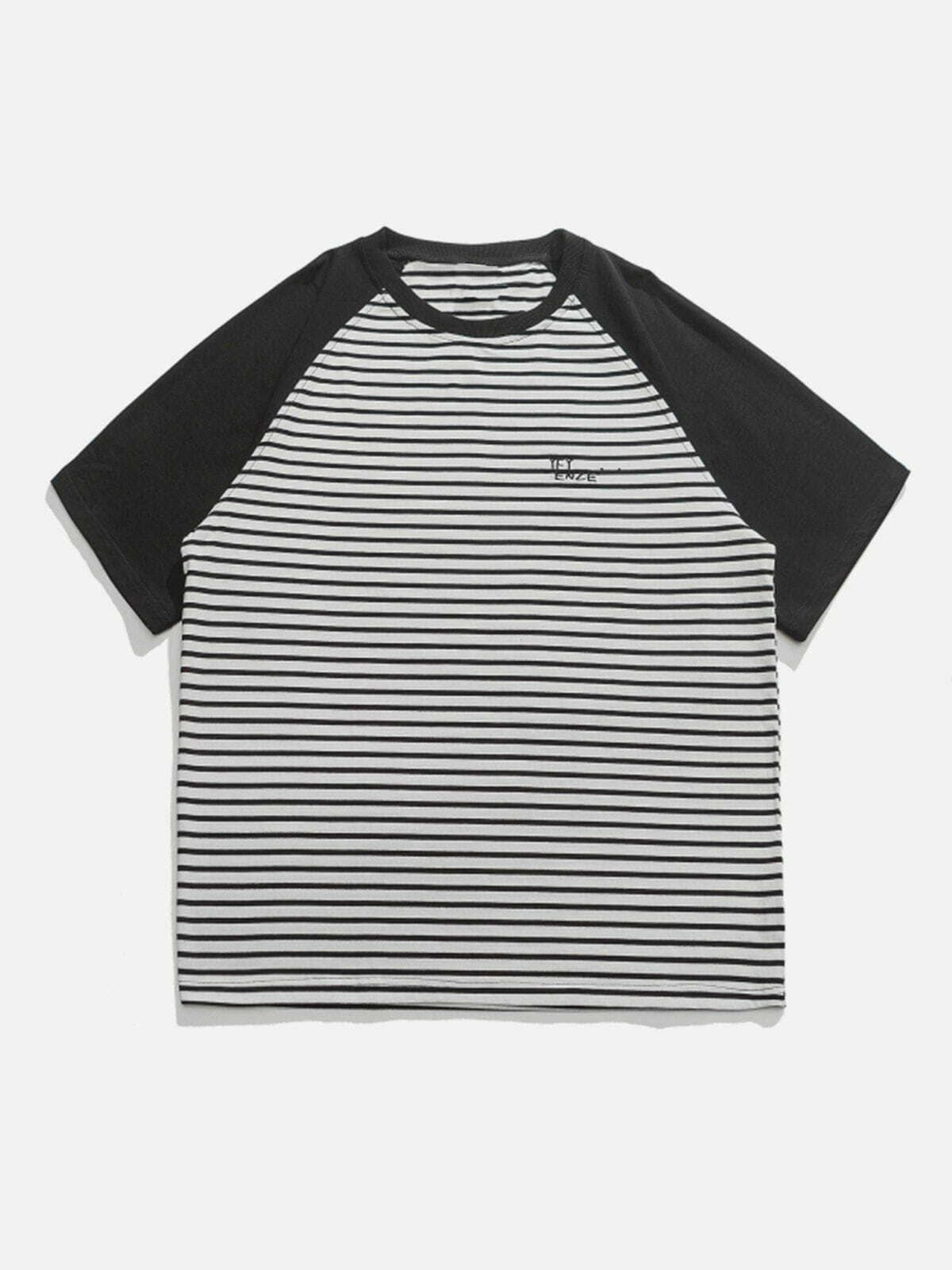 Y2K Color Block Stripes Tee - Retro 90s Grunge Top for Summer Party Outfits