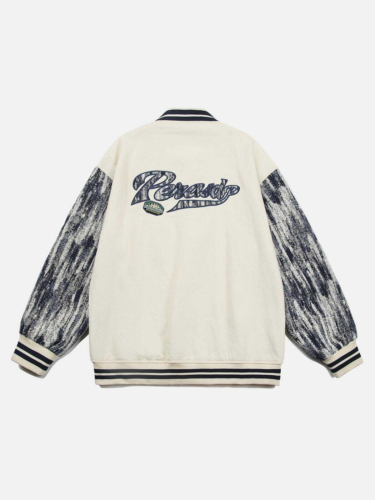 Y2K Color Block Varsity Jacket - Retro 90s Grunge Style for Summer Outfits & Parties