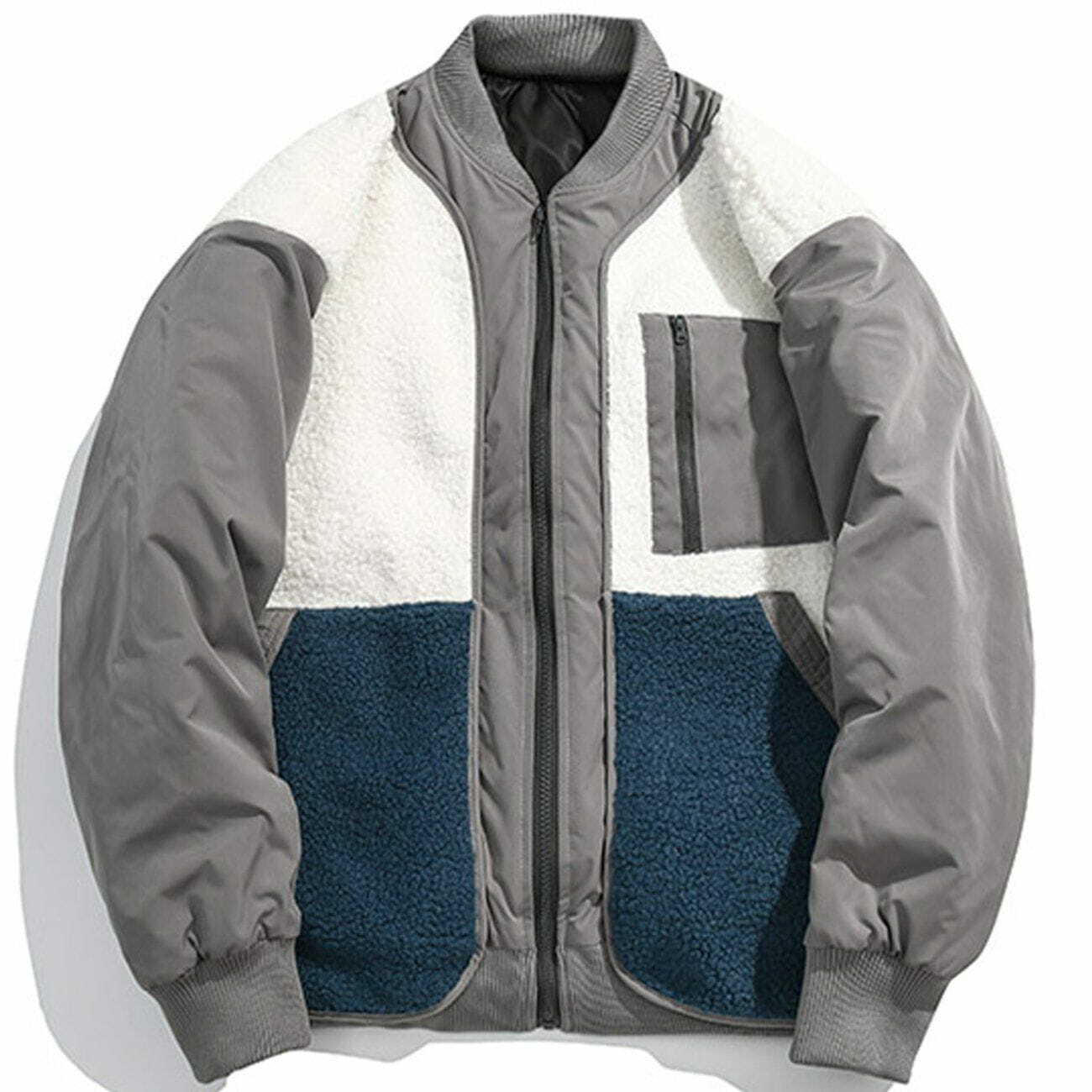 Y2K Color Matching Patchwork Winter Coat - Retro 90s Grunge Style for Y2K Outfits