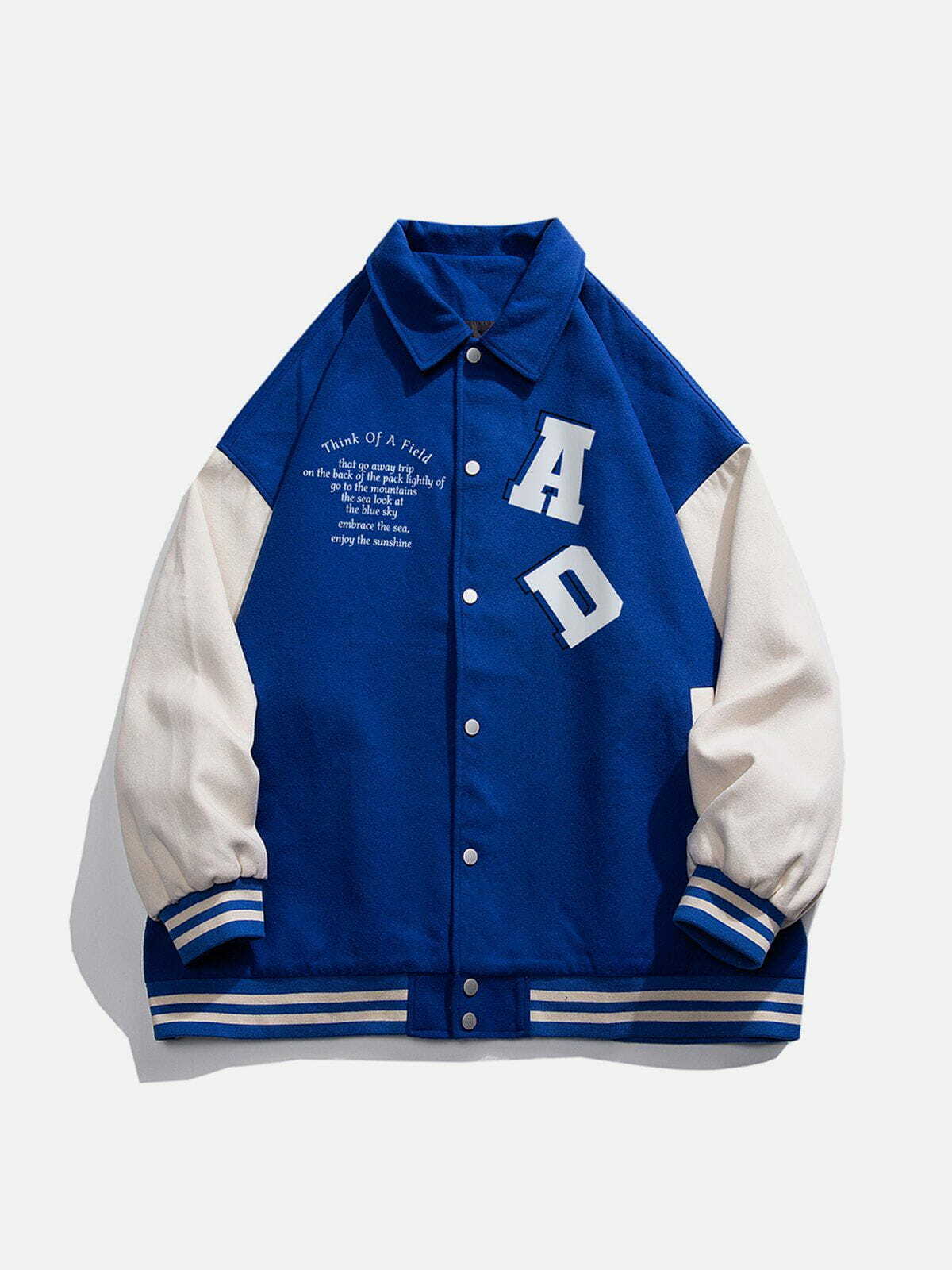 Y2K Colorblock Letter Print Varsity Jacket - Retro 90s Grunge Summer Outfit Essential