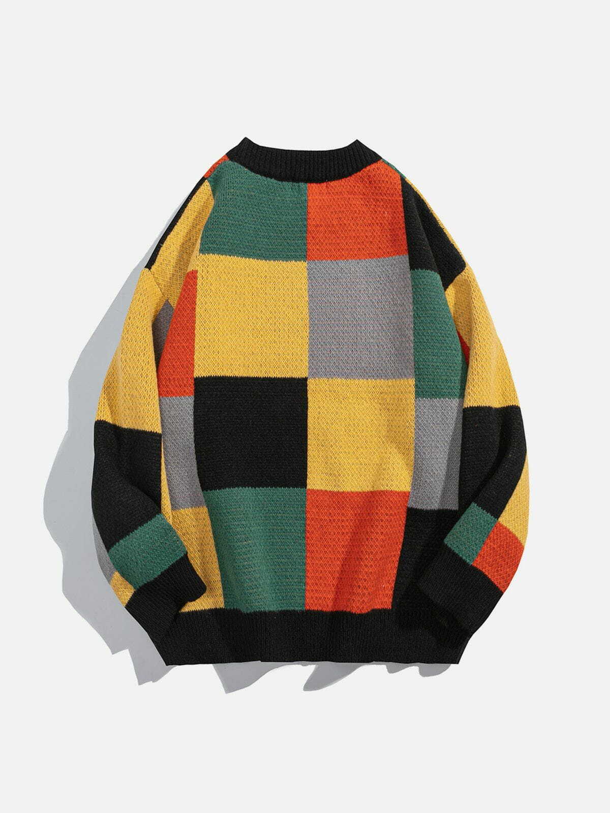 Y2K Colorblock Sweater: Retro 90s Grunge Outfit for Summer Parties & Club Nights