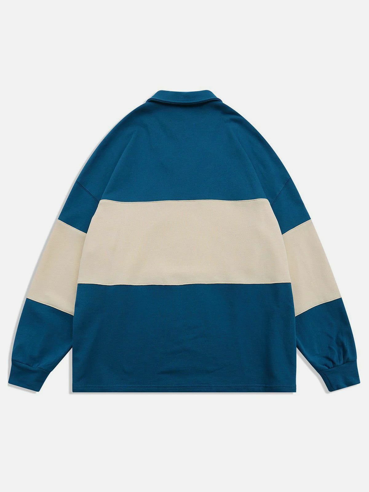 Y2K Colorblock Sweatshirt with Polar Bear Print - Retro 90s Grunge Style Top