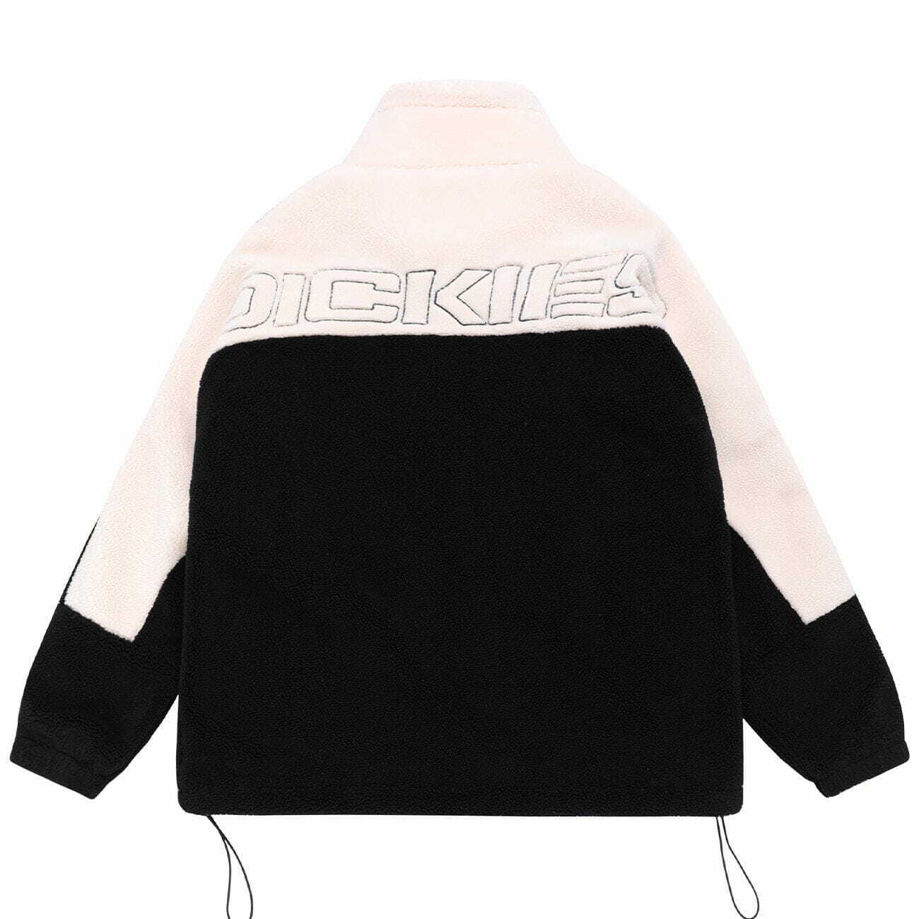 Y2K Contrast Color Sherpa Jacket with Letter Embroidery - Retro 90s Grunge Style Outerwear