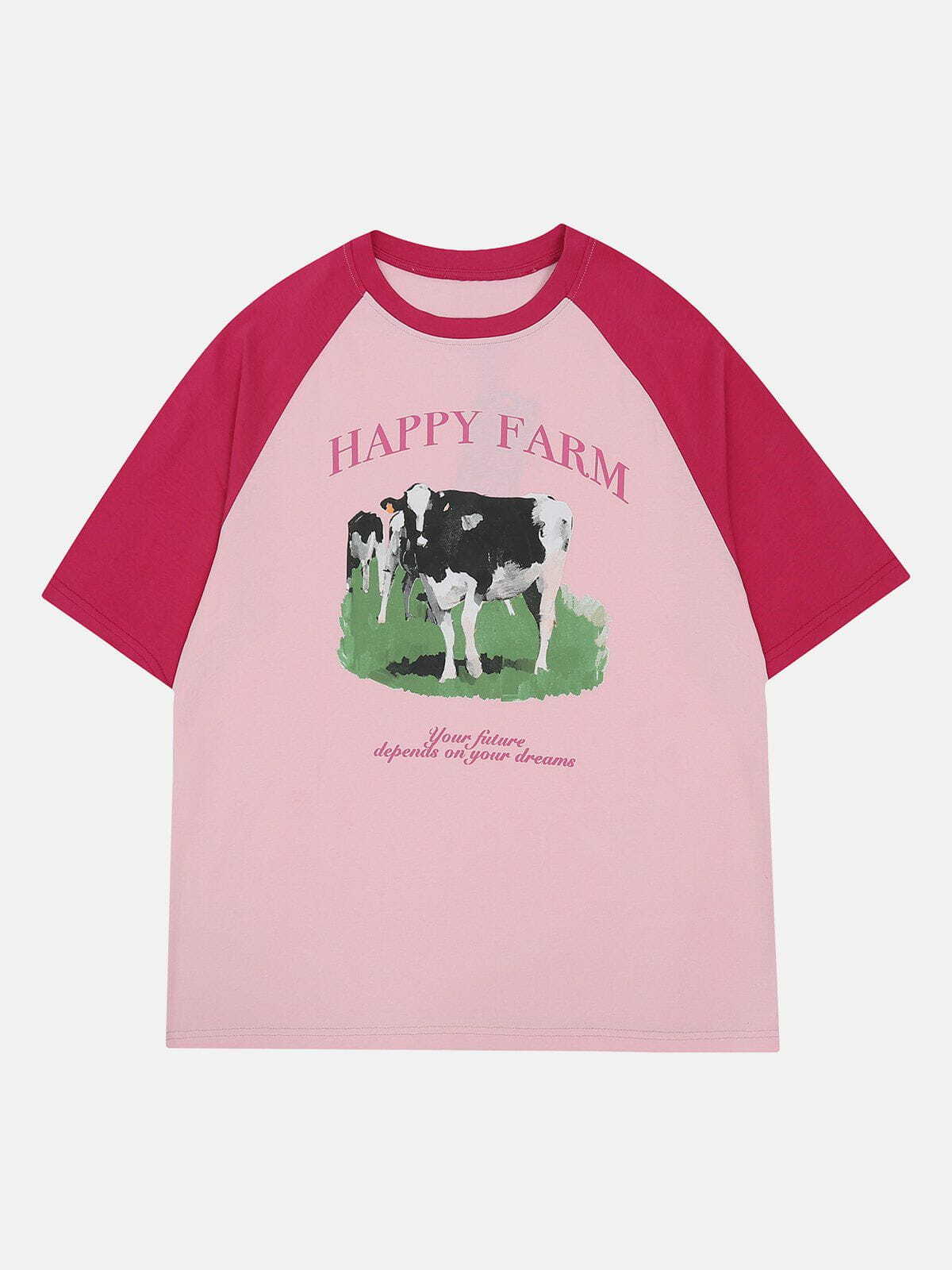 Y2K Cow Print Tee - Retro 90s Grunge Top for Summer Parties & Casual Outfits