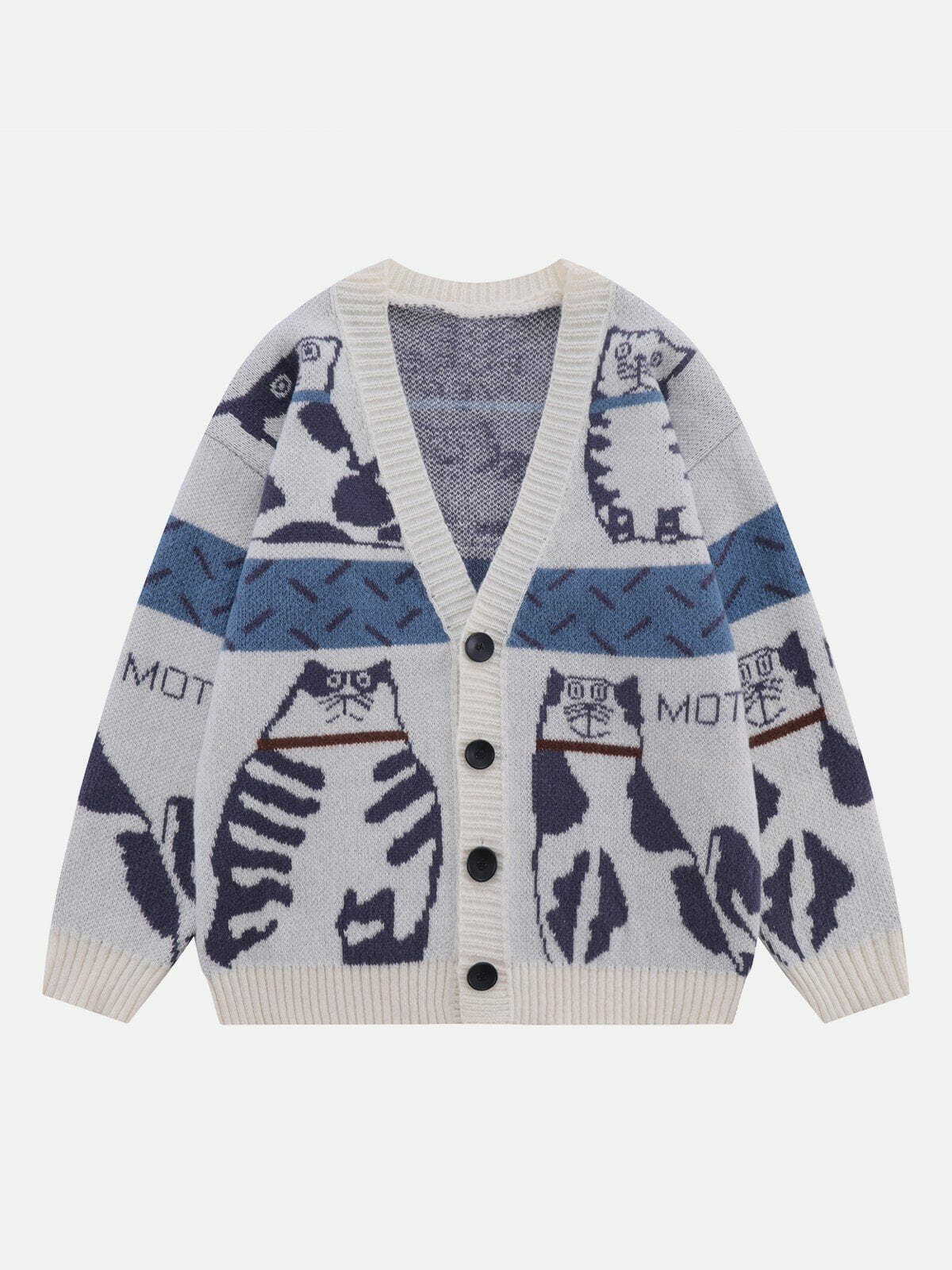 Y2K Cute Cat Cardigan - Retro 90s Grunge Outfit for Summer Parties & Y2K Fashion