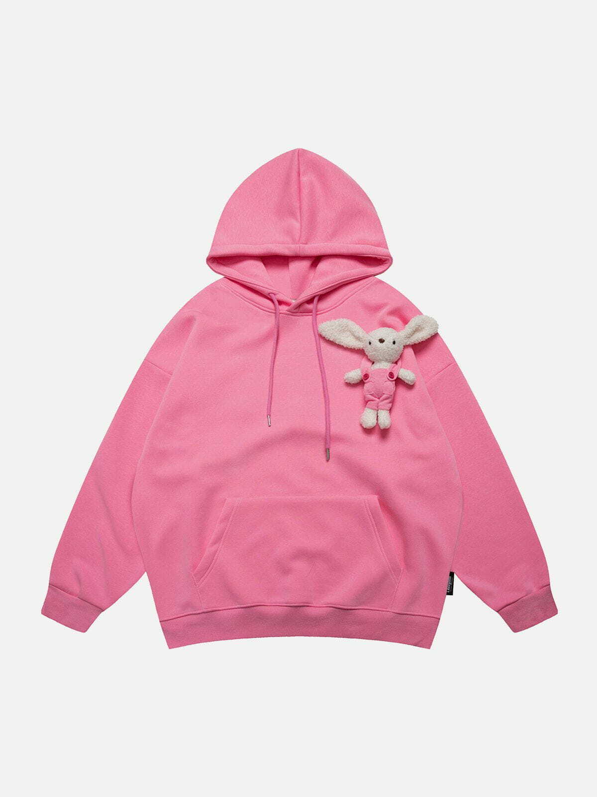 Y2K Cute Rabbit Doll Hoodie - Retro 90s Grunge Summer Outfit for Y2K Fashion Lovers