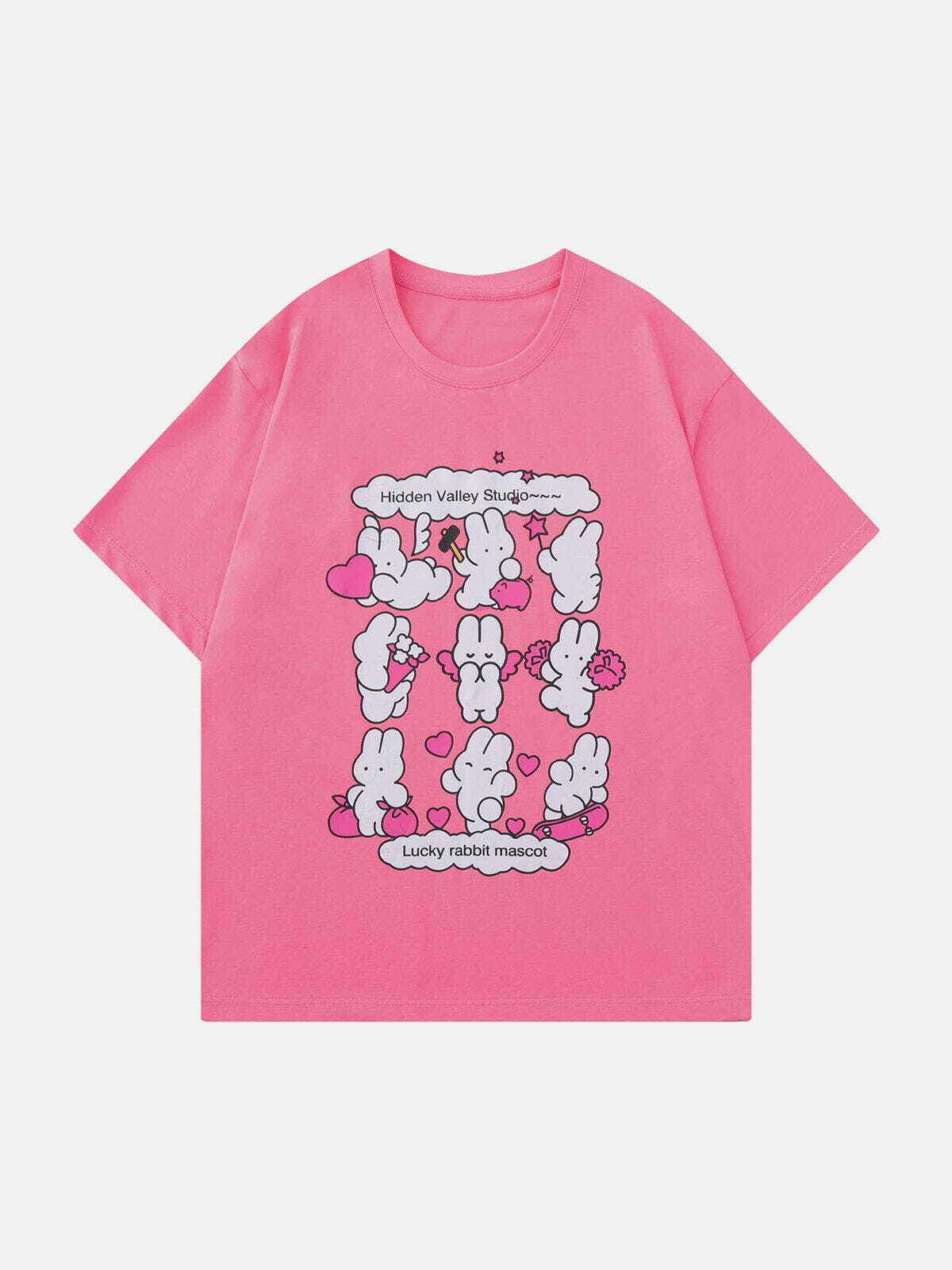 Y2K Cute Rabbit Print Baby Tee - Retro 90s Grunge Summer Outfit for Y2K Vibes