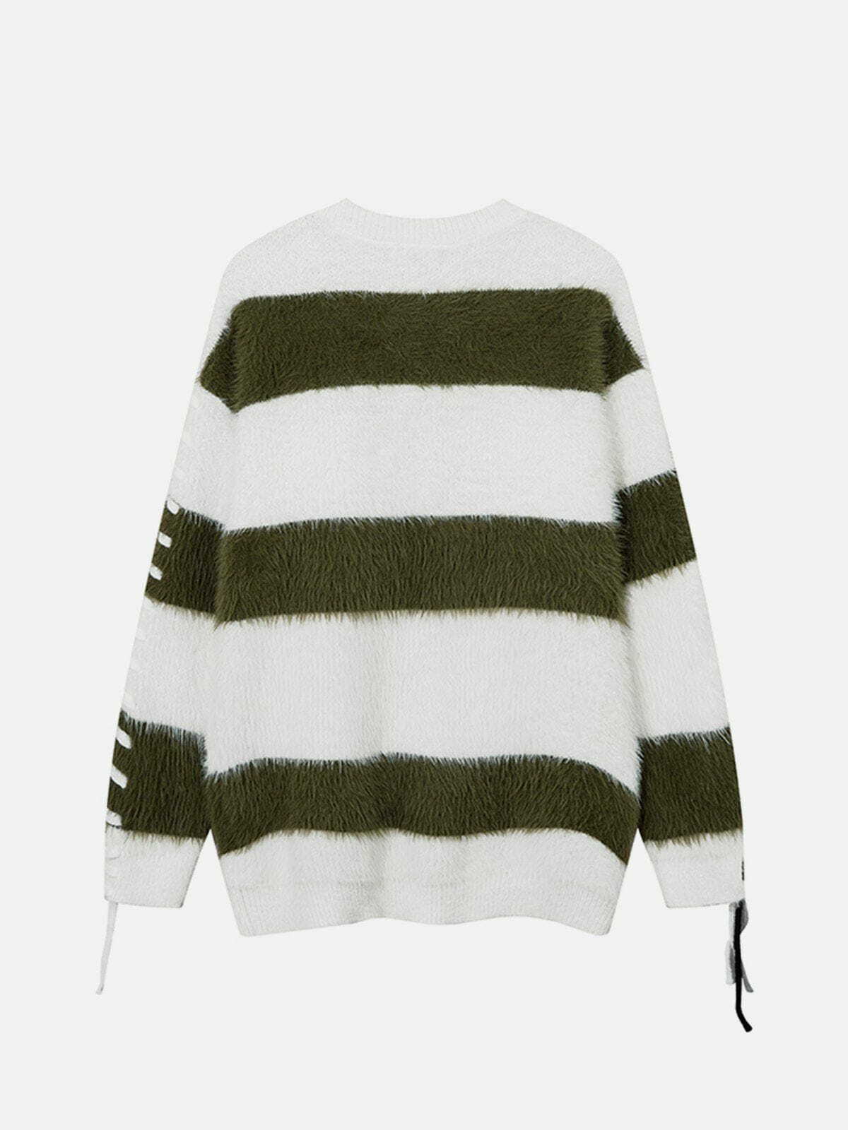 Y2K Cute Rabbit Stripe Mohair Sweater - Retro 90s Grunge Top for Summer Outfits