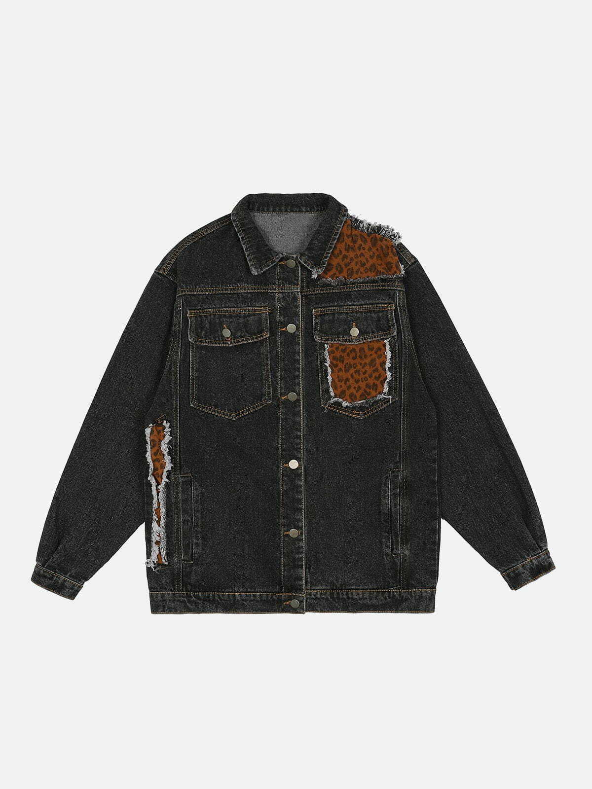 Y2K Denim Patchwork Jacket with Letter Print - Retro 90s Grunge Style Outerwear