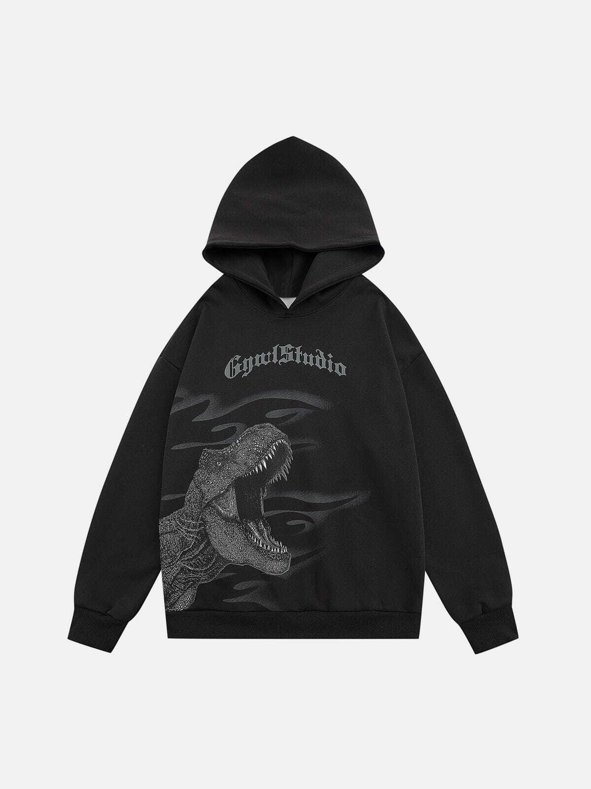 Y2K Dinosaur Print Hoodie - Retro 90s Grunge Style for Summer Parties & Casual Outfits