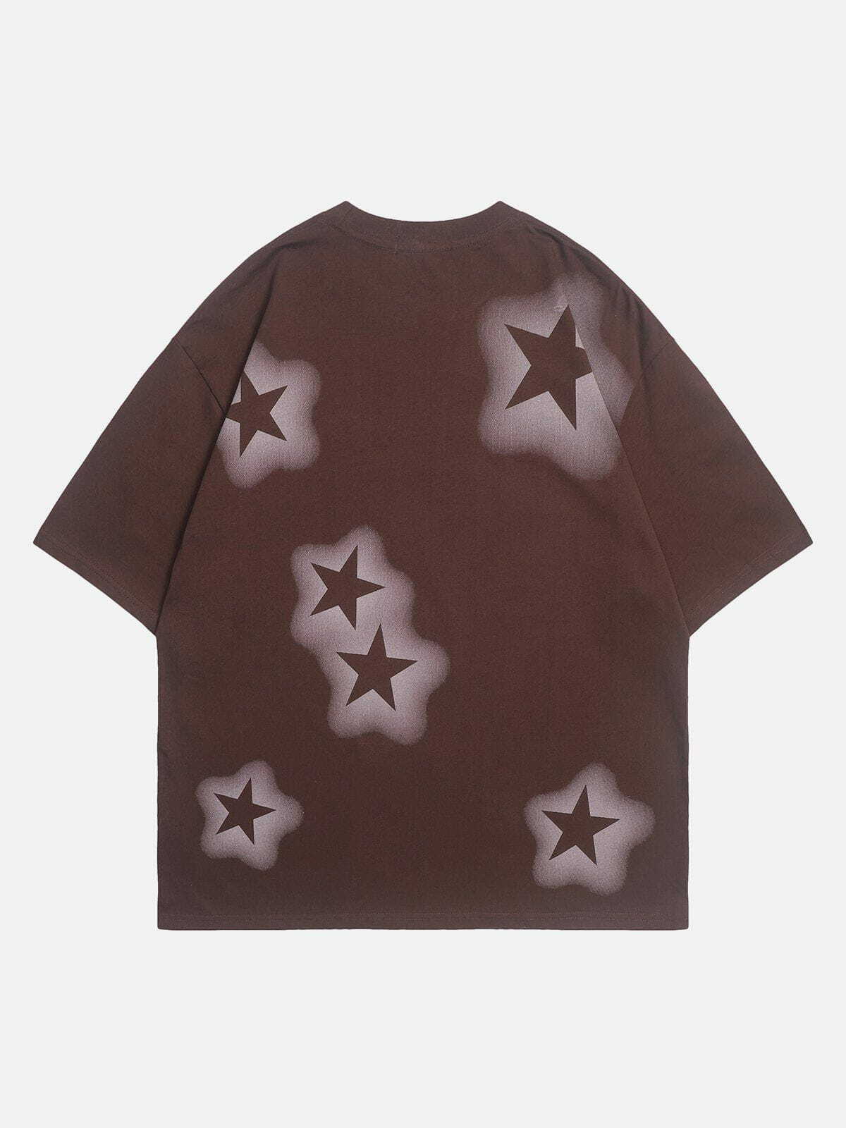 Y2K Dip-Dye Star Tee - Retro 90s Grunge Top for Summer Parties & Outfits