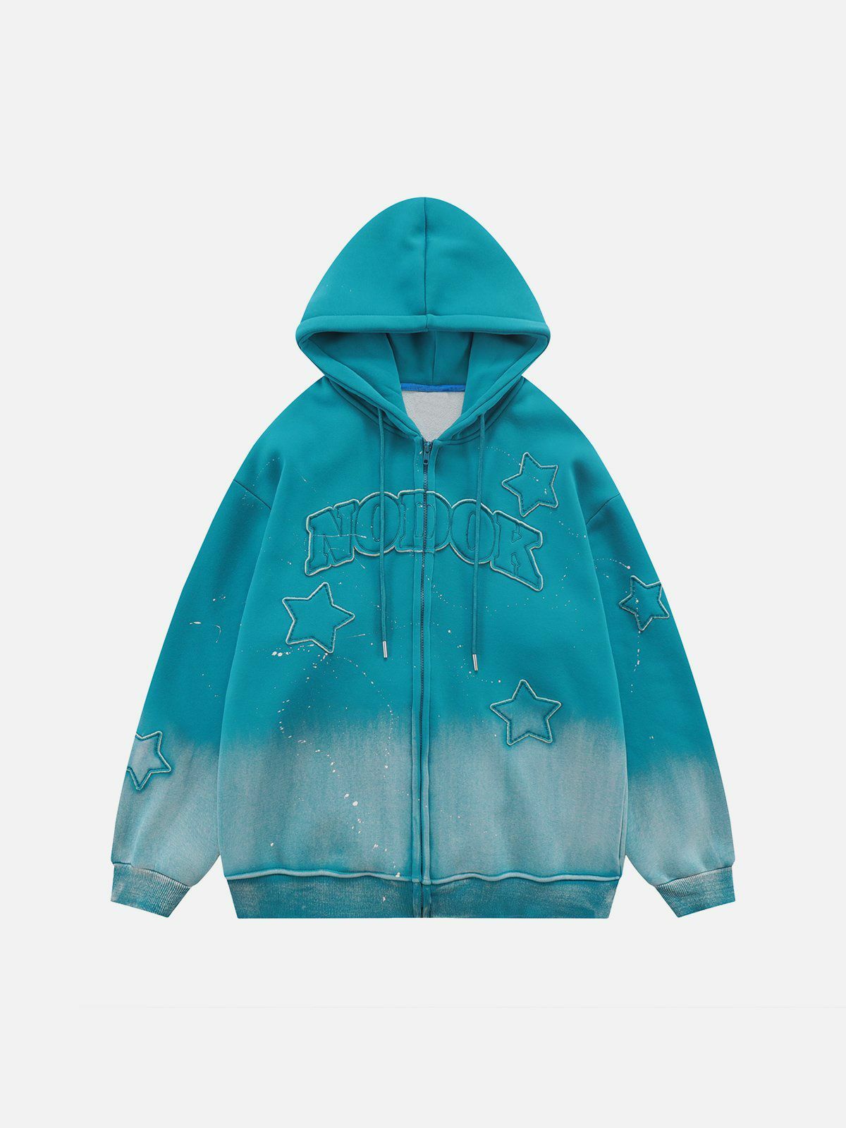 Y2K Distressed Gradient Stars Hoodie - Retro 90s Grunge Style for Summer Outfits