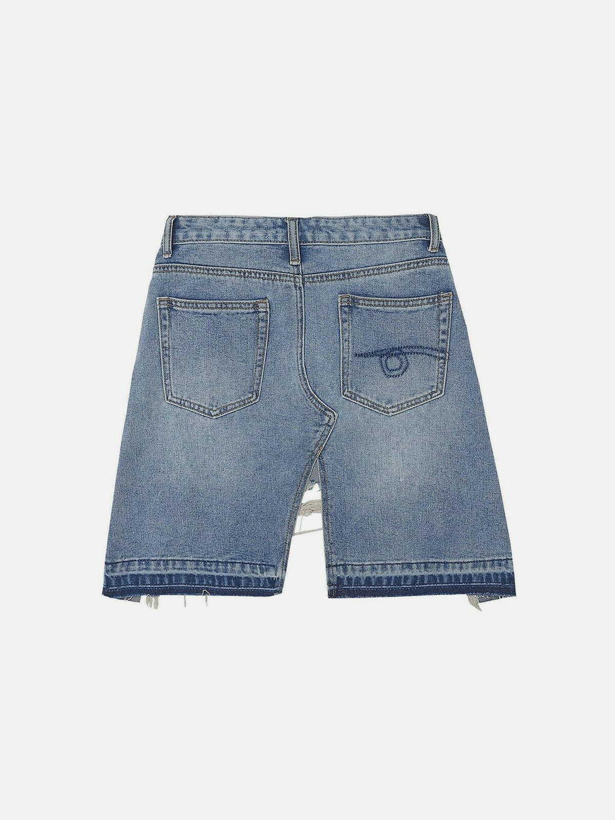 Y2K Distressed Slim Fit Denim Shorts - Retro 90s Grunge Summer Outfit for Women