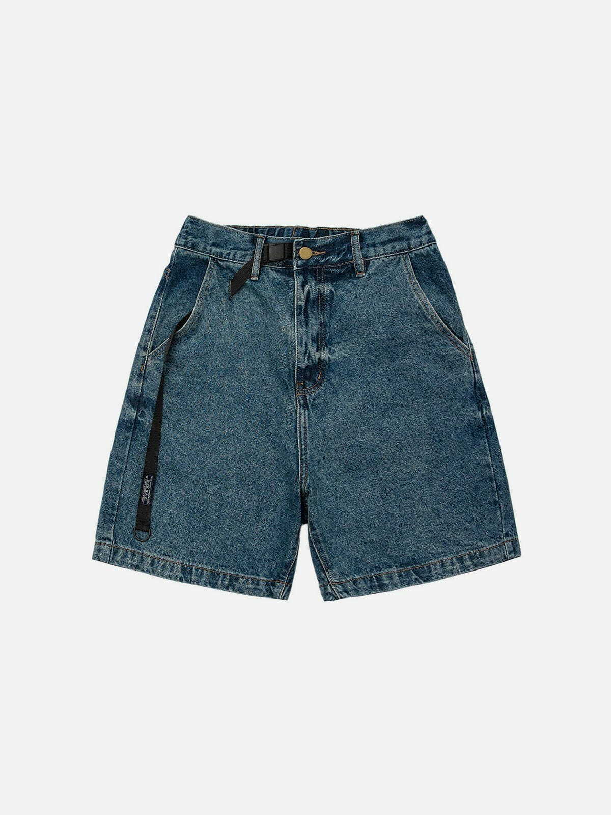 Y2K Elastic-Waisted Cowboy Shorts - Retro 90s Grunge Summer Outfit for Y2K Vibes