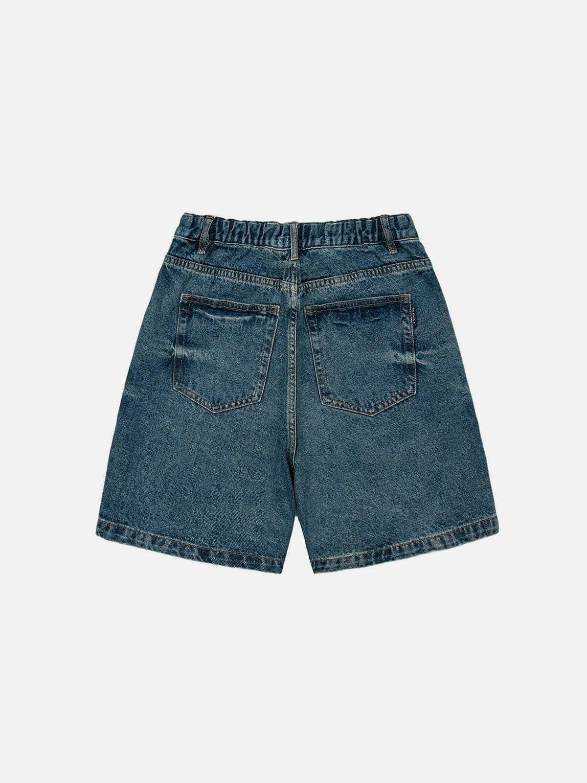 Y2K Elastic-Waisted Cowboy Shorts - Retro 90s Grunge Summer Outfit for Y2K Vibes