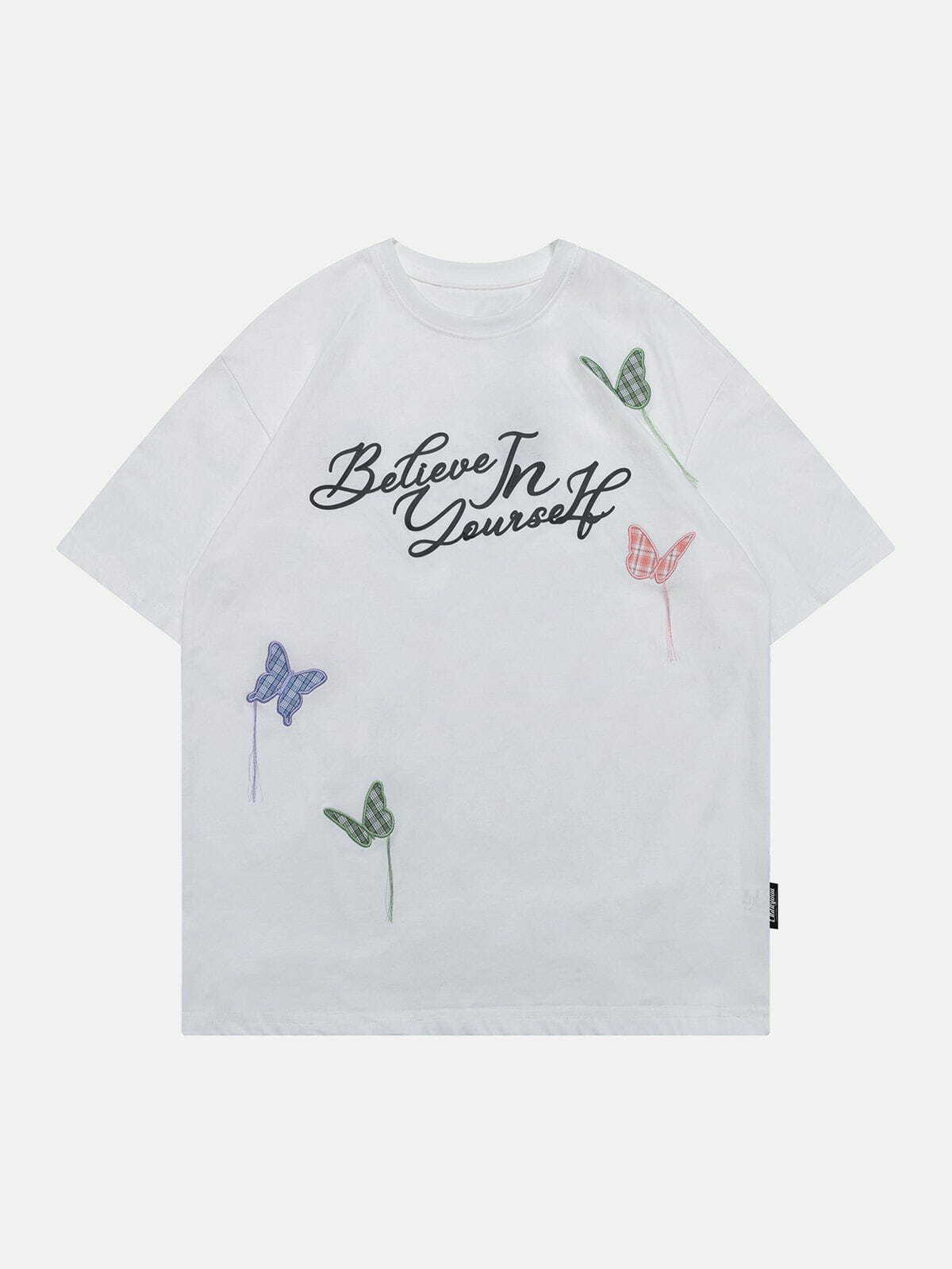 Y2K Embroidered Butterfly Tee - Retro 90s Grunge Top for Summer Party Outfits