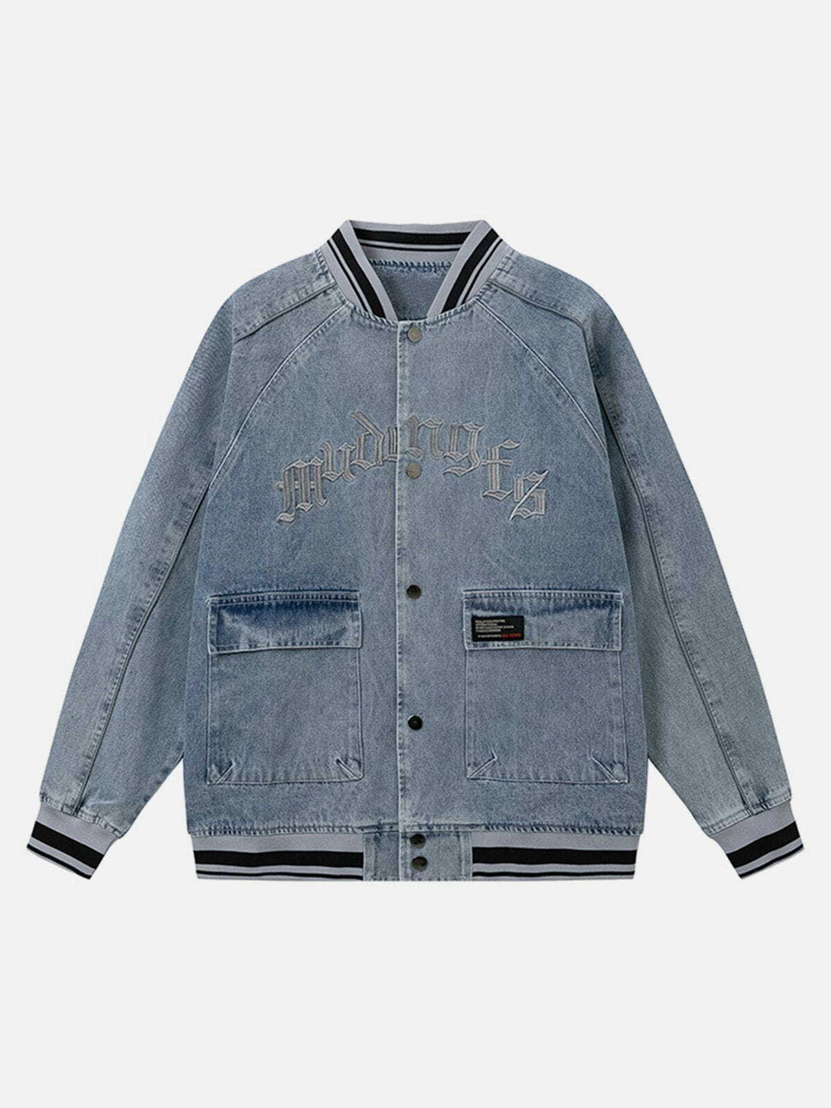 Y2K Embroidered Denim Jacket - Retro 90s Grunge Style for Summer Outfits & Parties