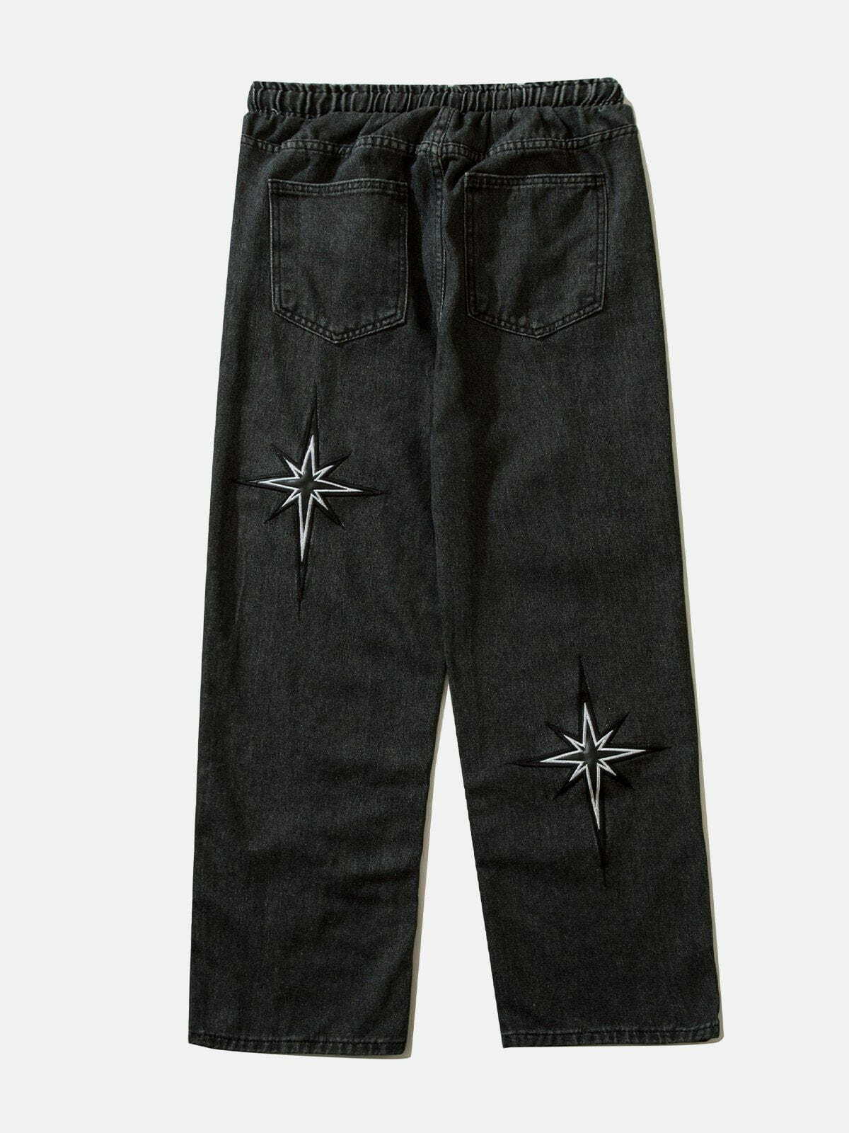 Y2K Embroidered Drawstring Jeans - Retro 90s Grunge Outfit for Summer Parties & Casual Looks