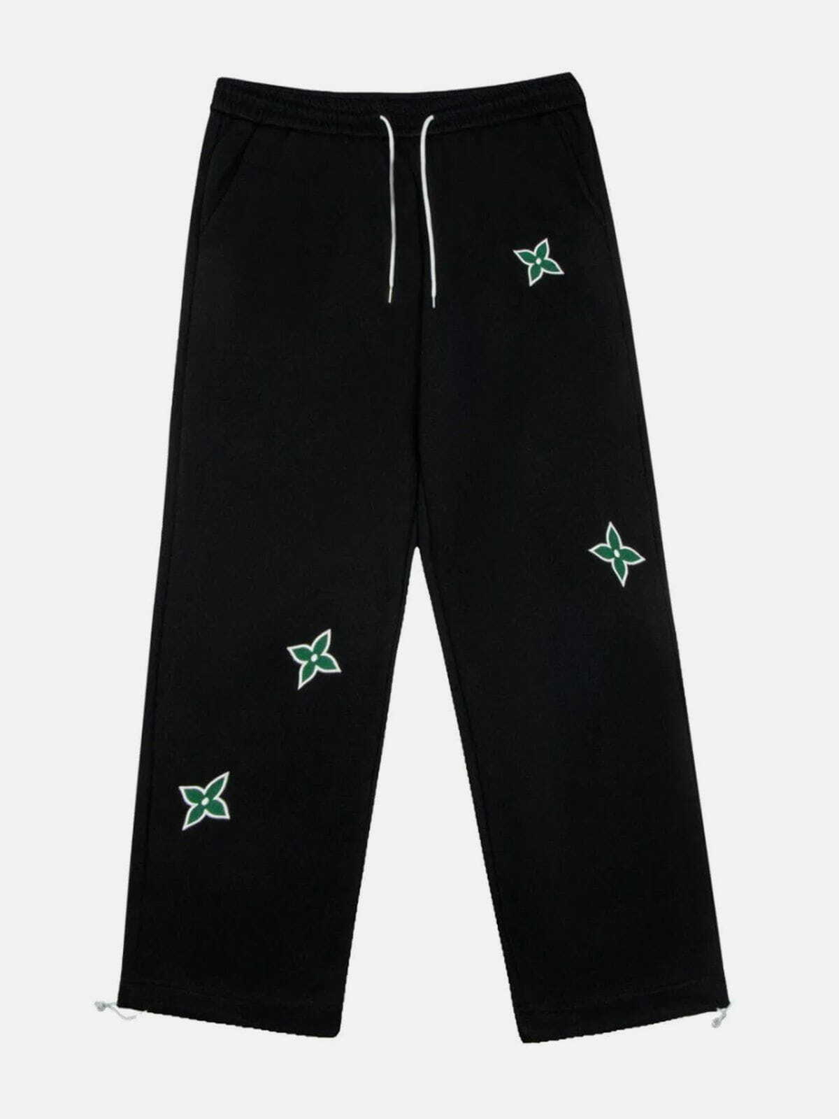 Y2K Embroidered Drawstring Pants - Retro 90s Grunge Summer Outfit for Y2K Vibes