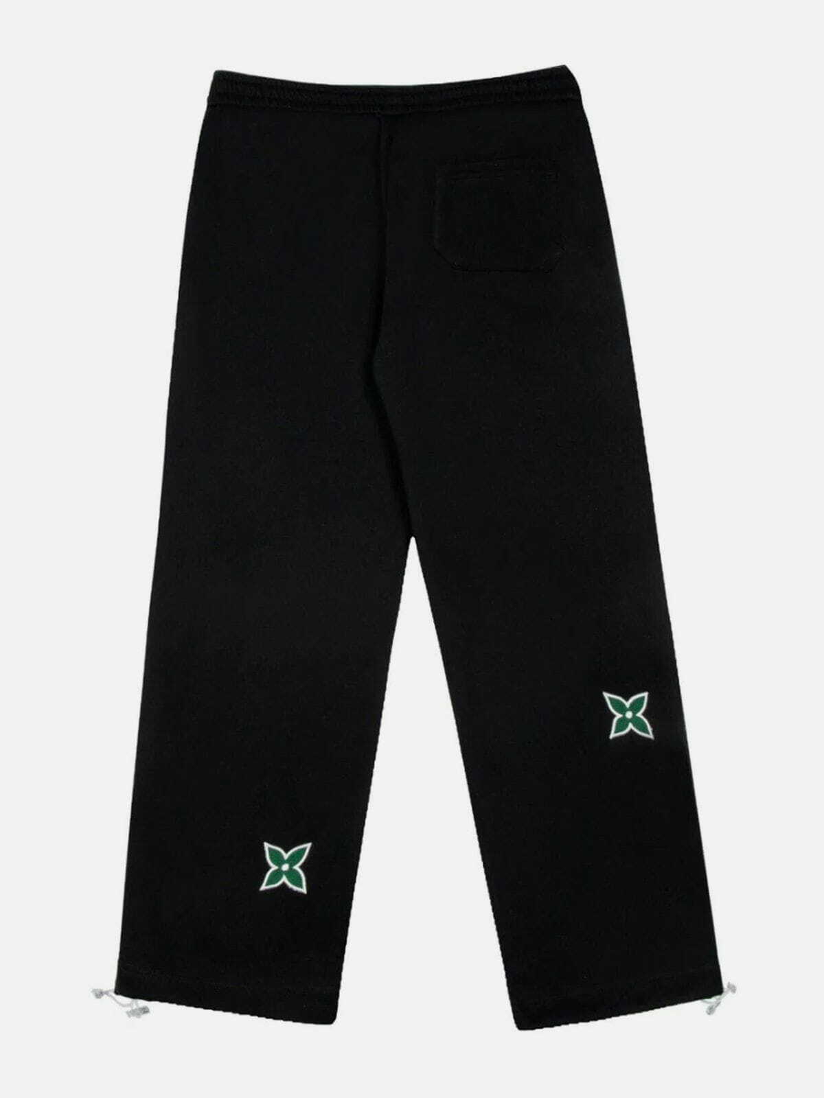 Y2K Embroidered Drawstring Pants - Retro 90s Grunge Summer Outfit for Y2K Vibes