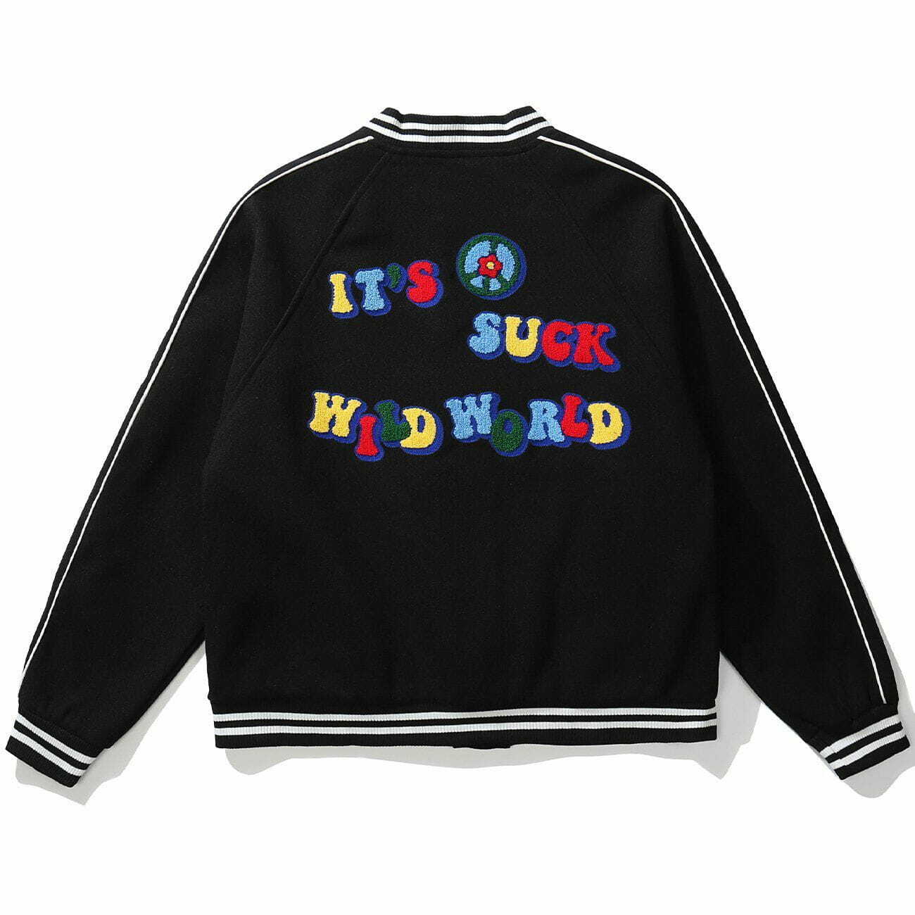 Y2K Embroidered Letter Flower Varsity Jacket - Retro 90s Grunge Summer Outfit