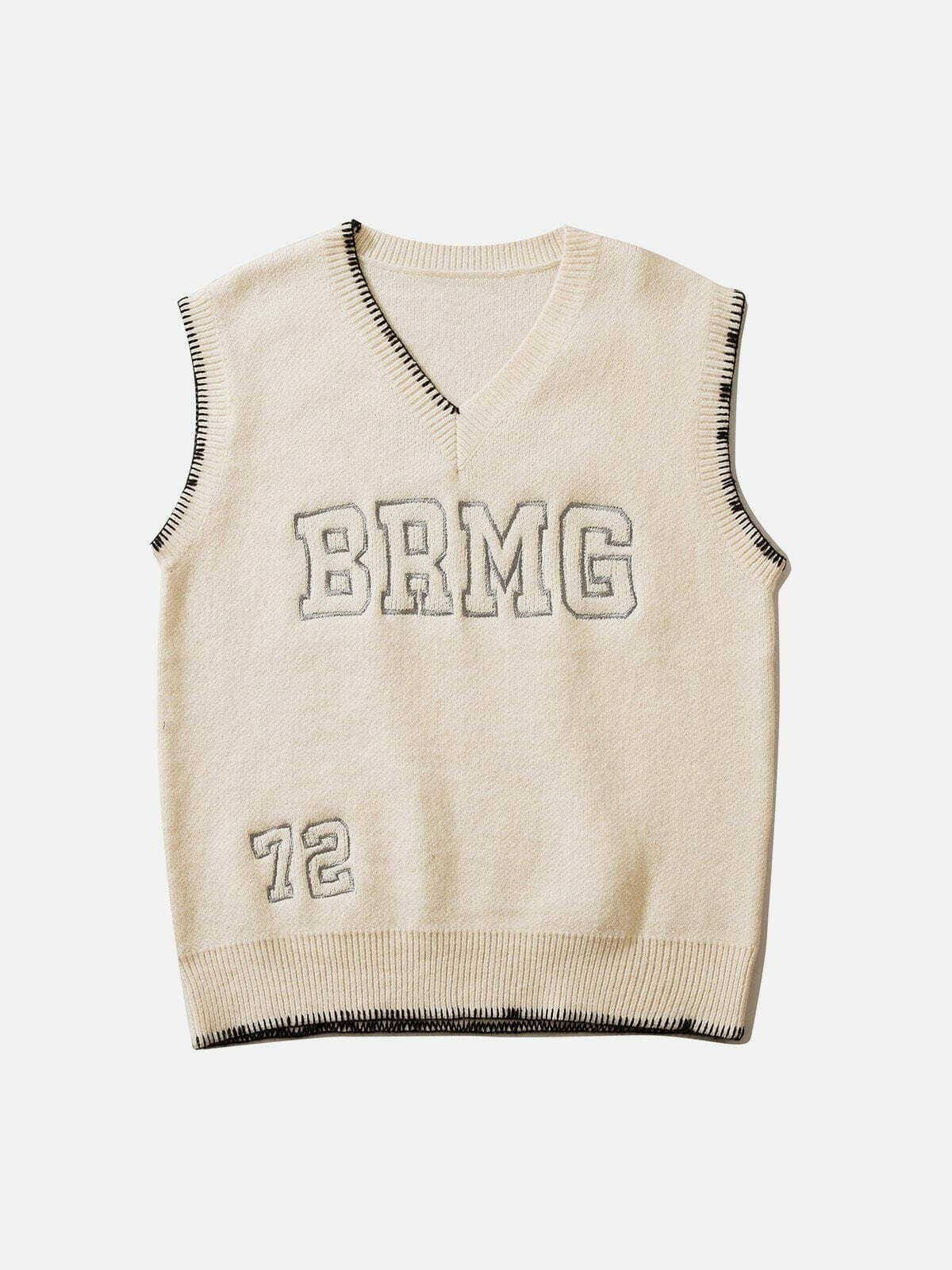 Y2K Embroidered Letters Sweater Vest - Retro 90s Grunge Style for Summer Outfits