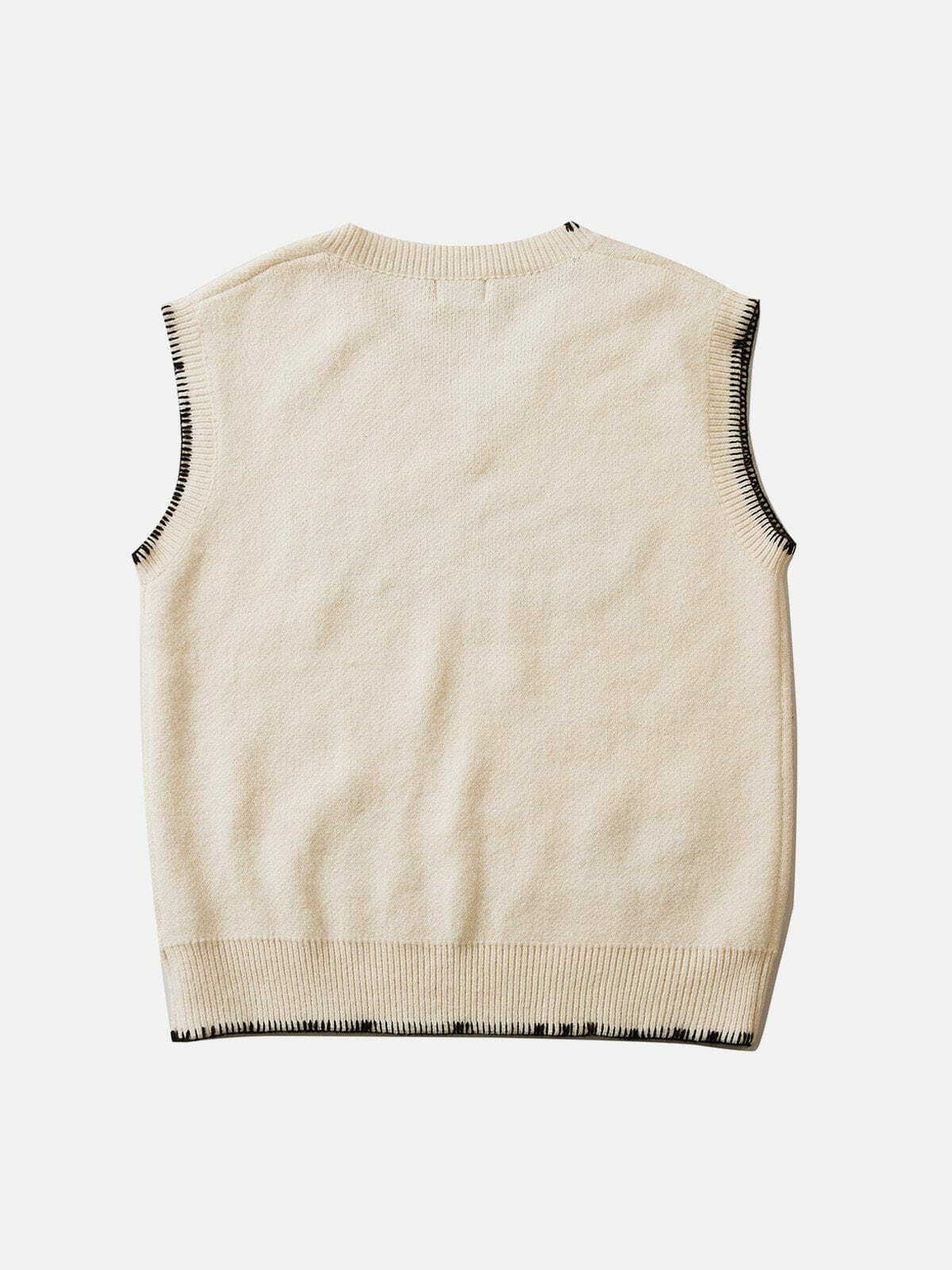 Y2K Embroidered Letters Sweater Vest - Retro 90s Grunge Style for Summer Outfits