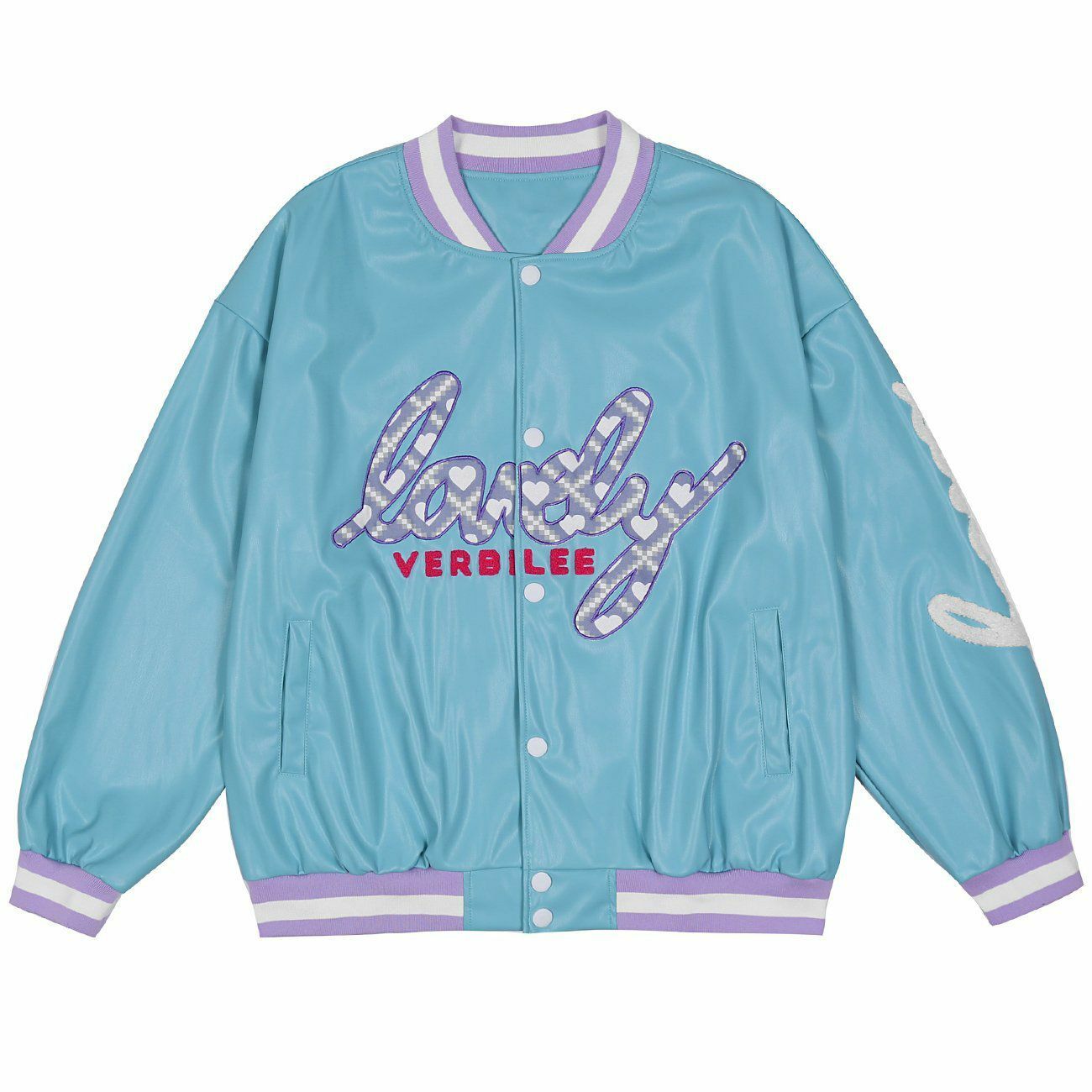 Y2K Embroidered Love Plaid Varsity Jacket - Retro 90s Grunge Summer Outfit Essential