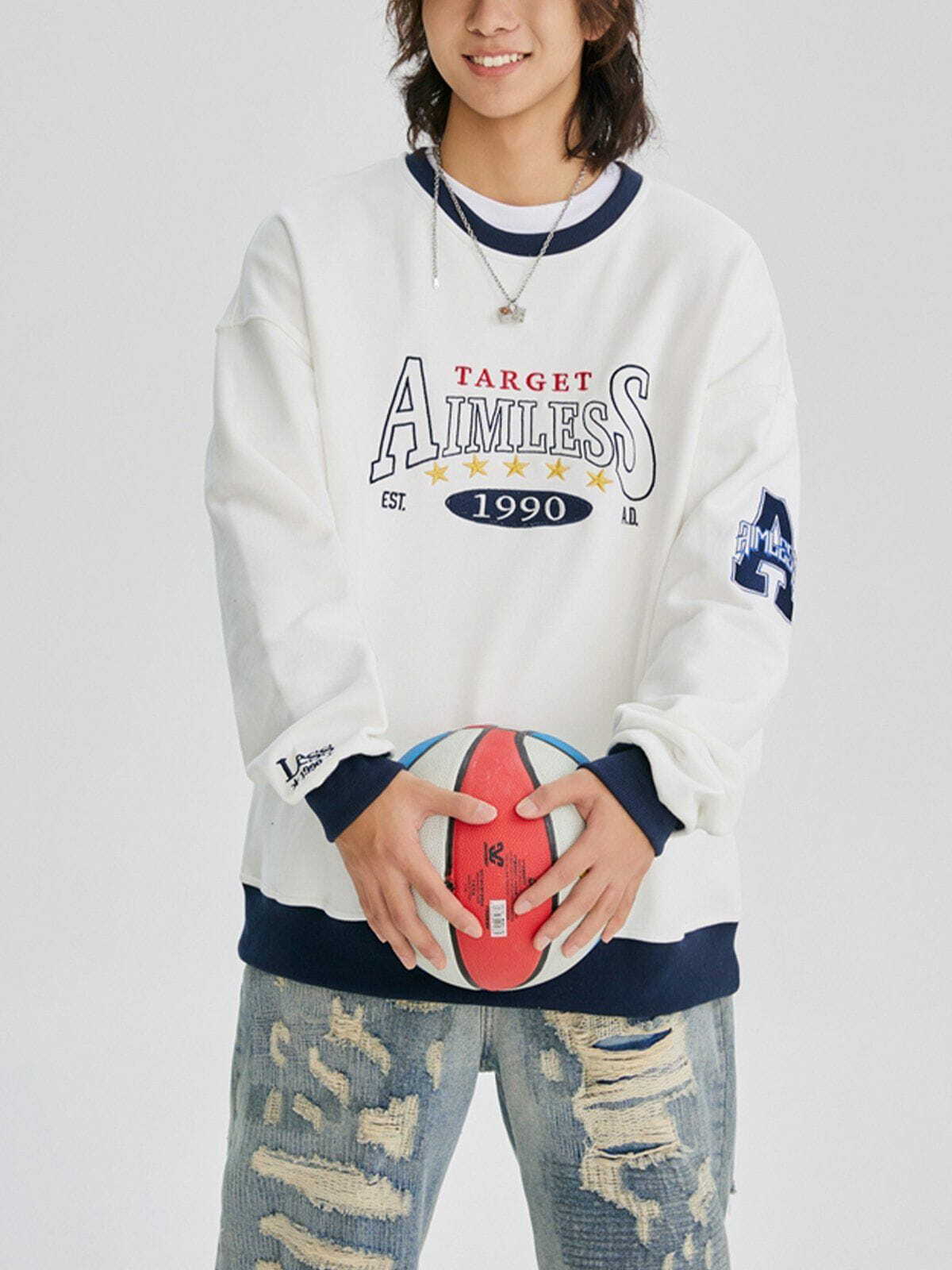 Y2K Embroidered Patchwork Sweatshirt - Retro 90s Grunge Style for Summer Outfits