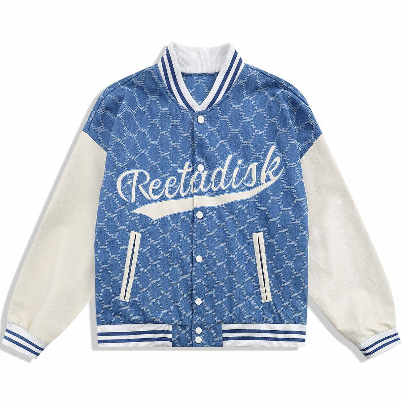 Y2K Embroidered Patchwork Varsity Jacket - Retro 90s Grunge Style for Summer Outfits