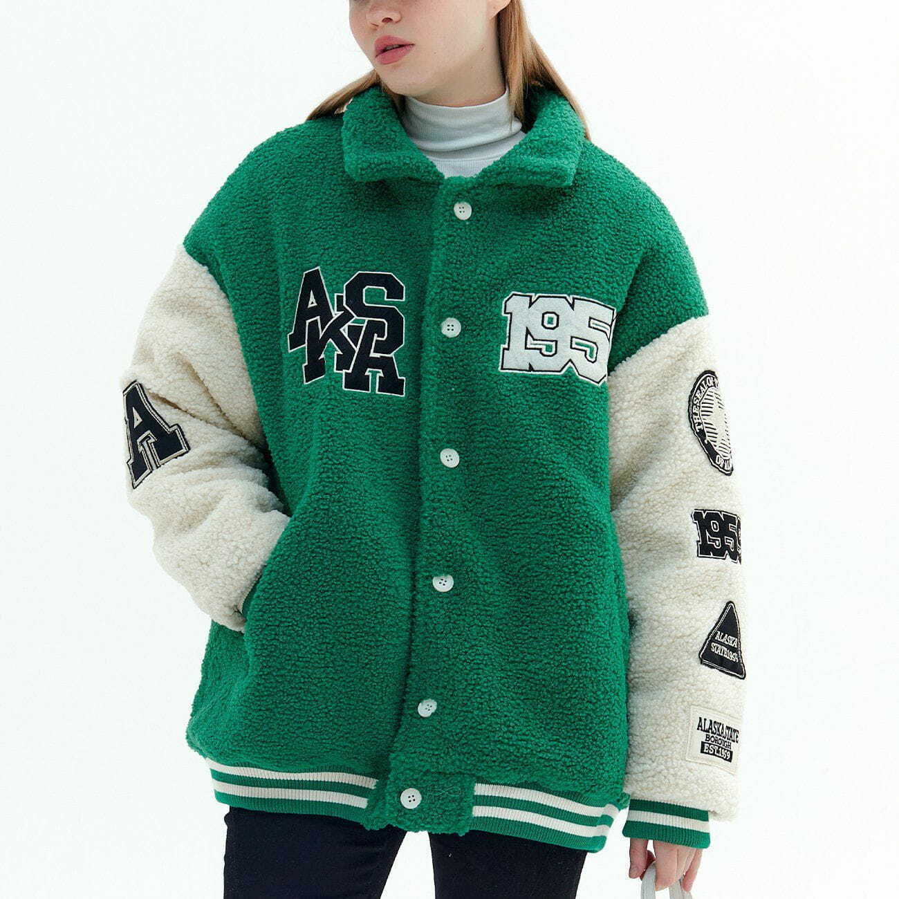 Y2K Embroidered Sherpa Coat - Retro 90s Grunge Style for Y2K Summer & Party Outfits