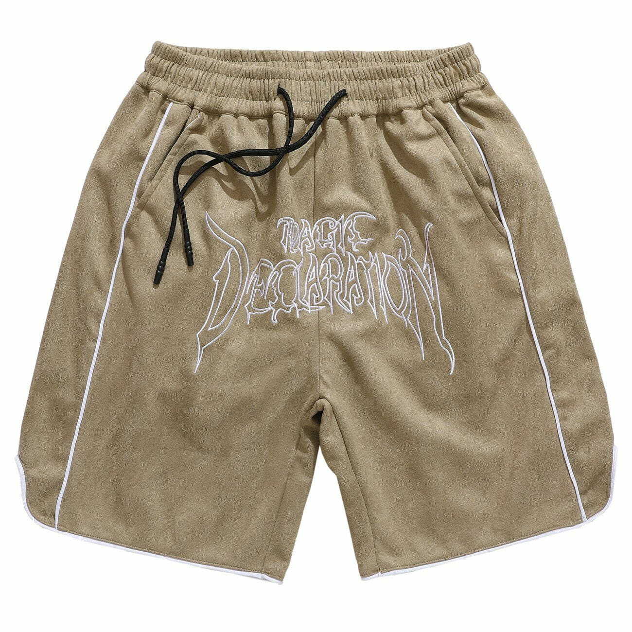 Y2K Embroidered Shorts: Retro 90s Grunge Summer Outfit for Y2K Party & Beach Vibes