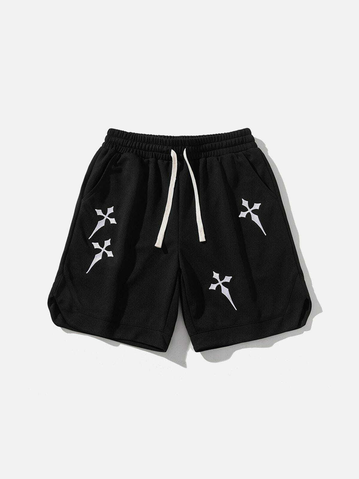 Y2K Embroidered Sports Shorts - Retro 90s Grunge Summer Outfit for Y2K Vibes