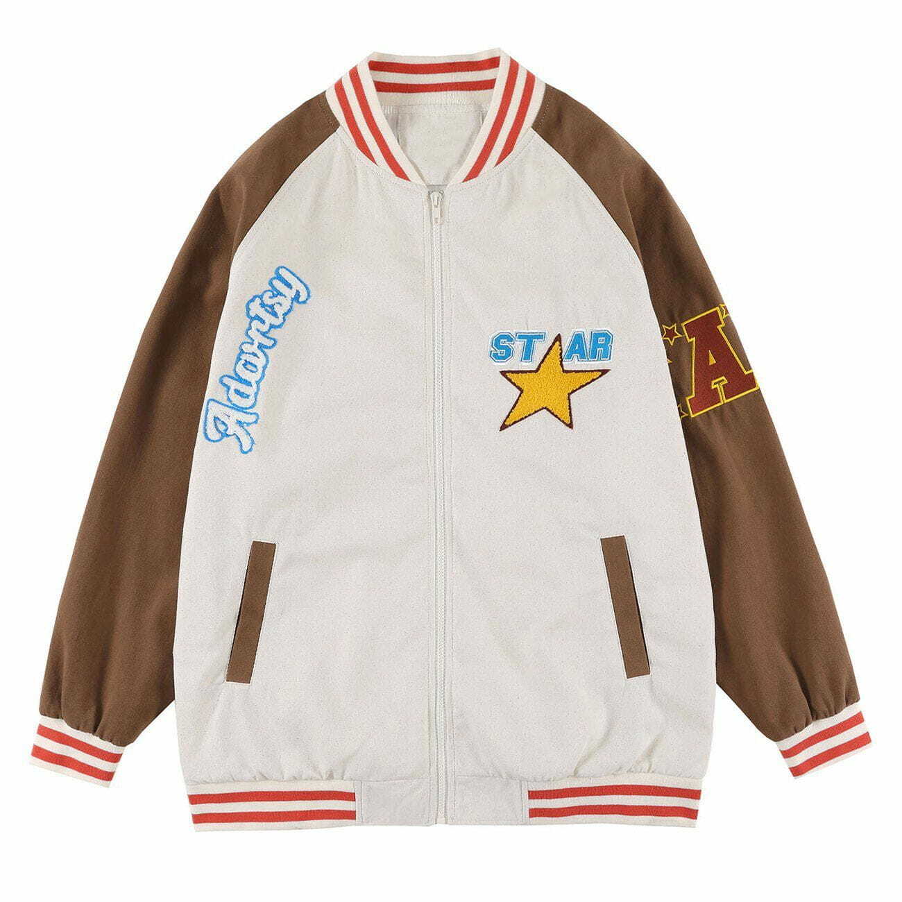 Y2K Embroidered Star Jacket - Retro 90s Grunge Outfit for Summer Parties & Festivals