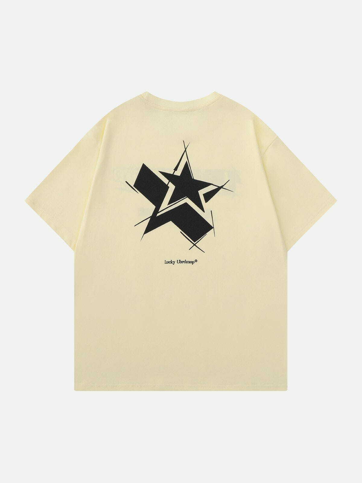 Y2K Embroidered Star Letter Tee - Retro 90s Grunge Top for Summer Outfits & Parties