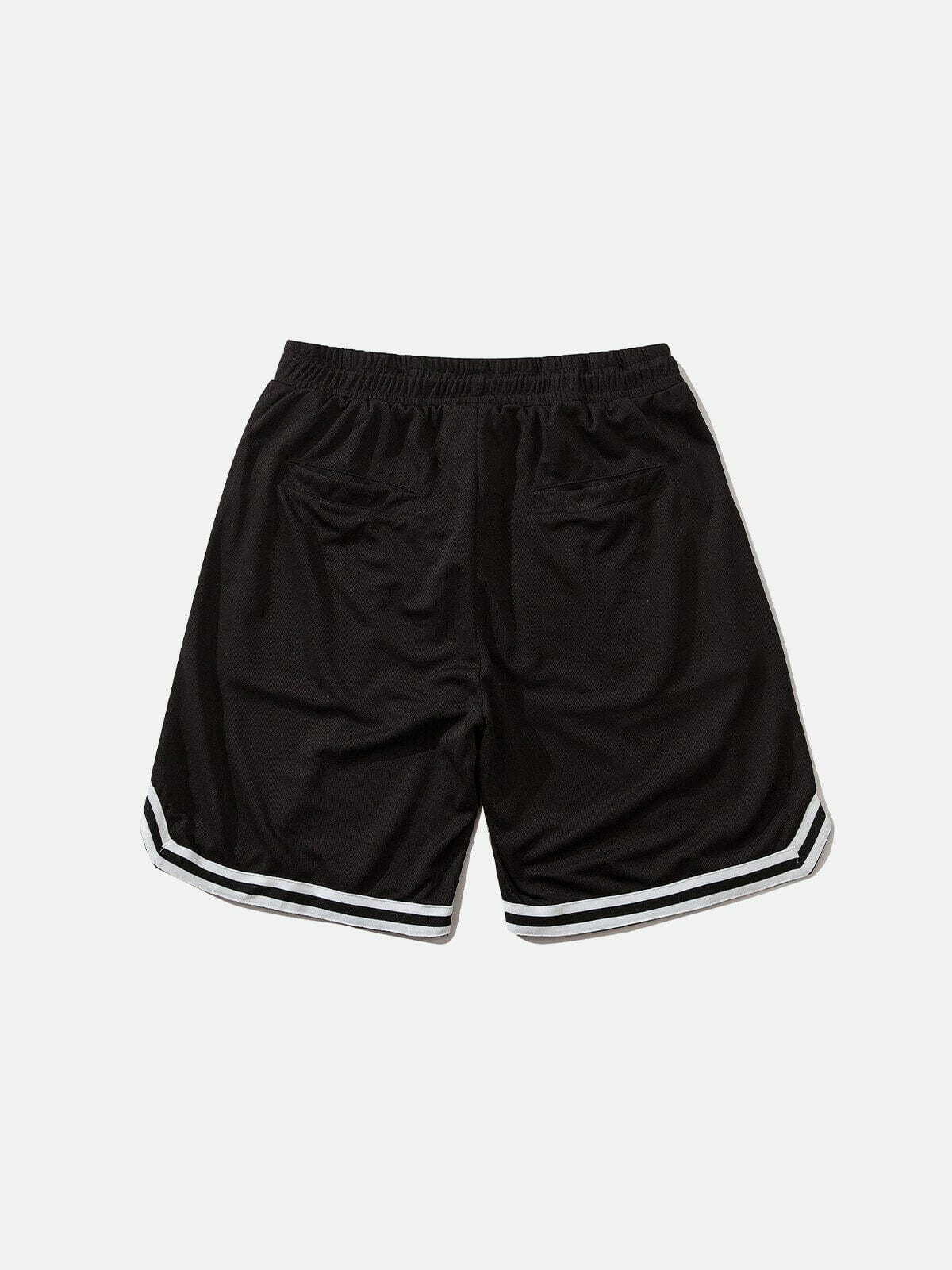 Y2K Embroidered Stripes Shorts - Retro 90s Grunge Summer Outfit for Y2K Vibes