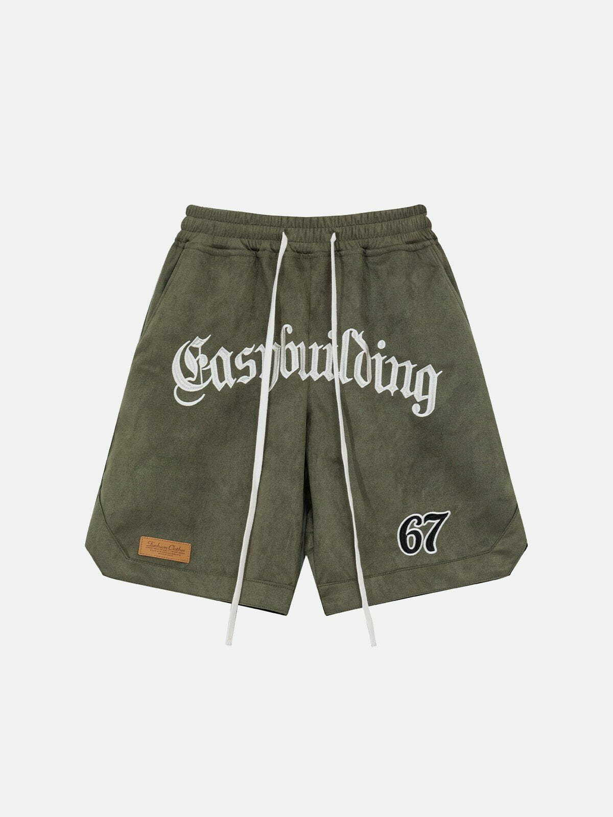 Y2K Embroidered Suede Shorts - Retro 90s Grunge Summer Outfit for Y2K Fashion Lovers