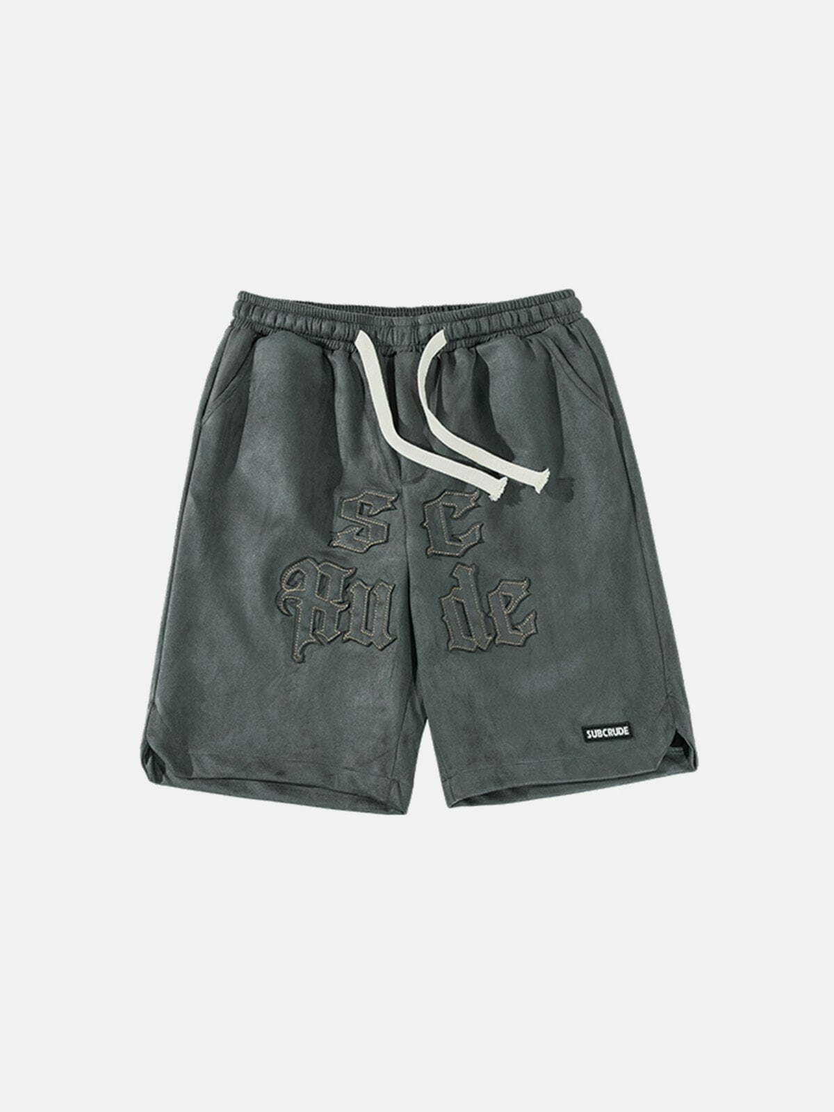 Y2K Embroidered Suede Shorts - Retro 90s Grunge Summer Outfit for Y2K Vibes