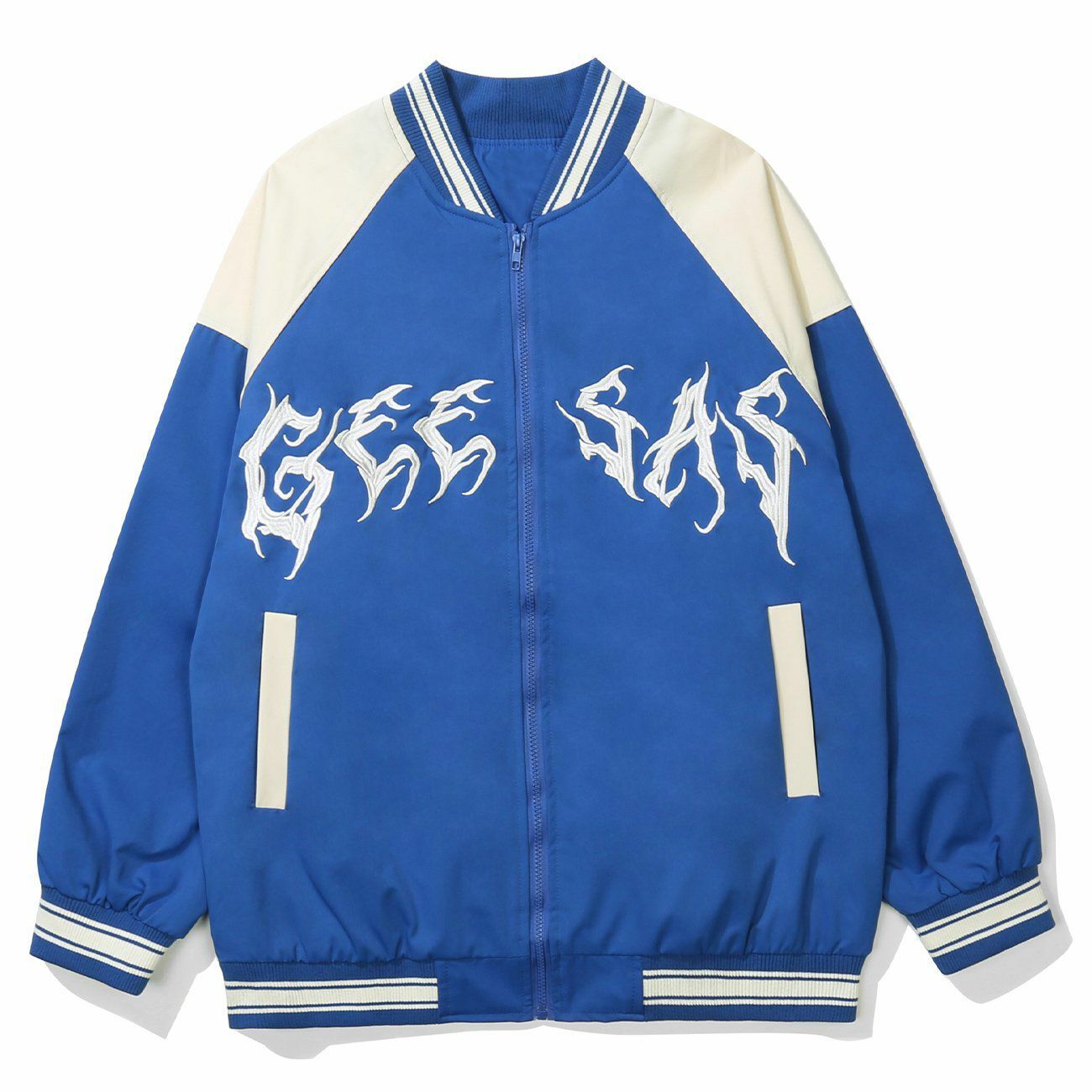 Y2K Embroidered Varsity Jacket - Retro 90s Grunge Outfit for Summer Parties & Clubbing