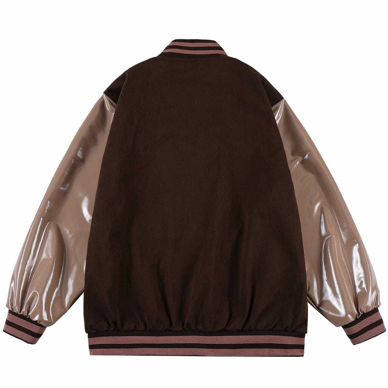 Y2K Embroidered Varsity Jacket with PU Sleeves - Retro 90s Grunge Summer Outfit