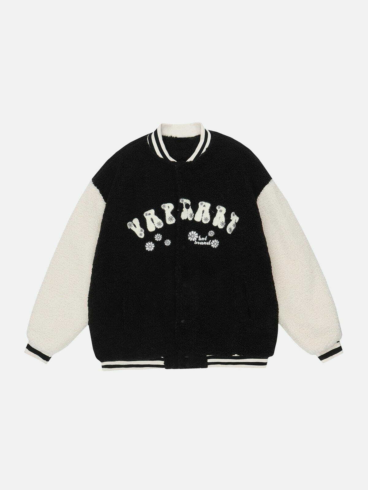 Y2K Embroidered Winter Coat - Retro 90s Grunge Style for Y2K Fashion Lovers